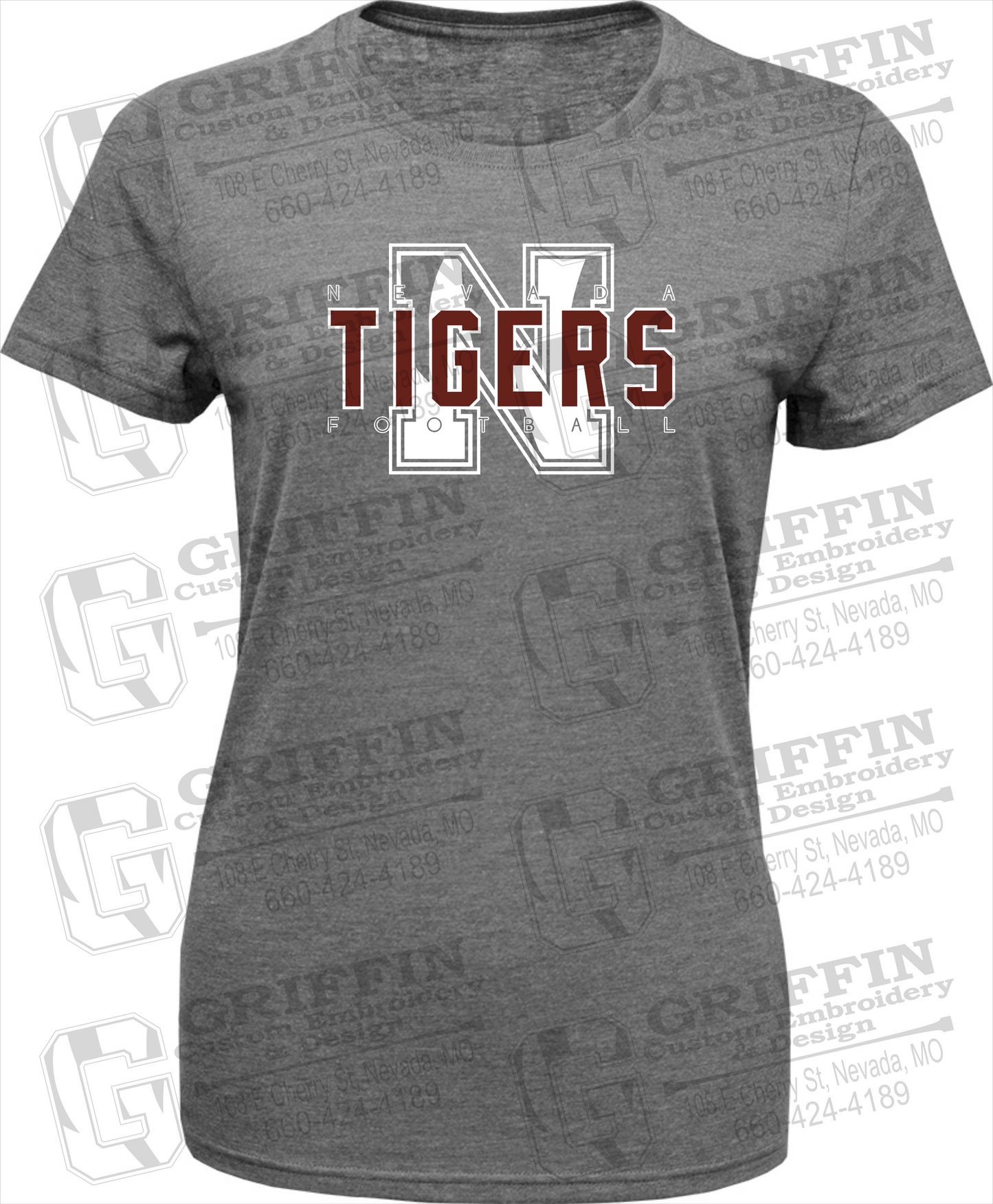 Womens Tri-Blend T-Shirt - Football - Nevada Tigers 25-J