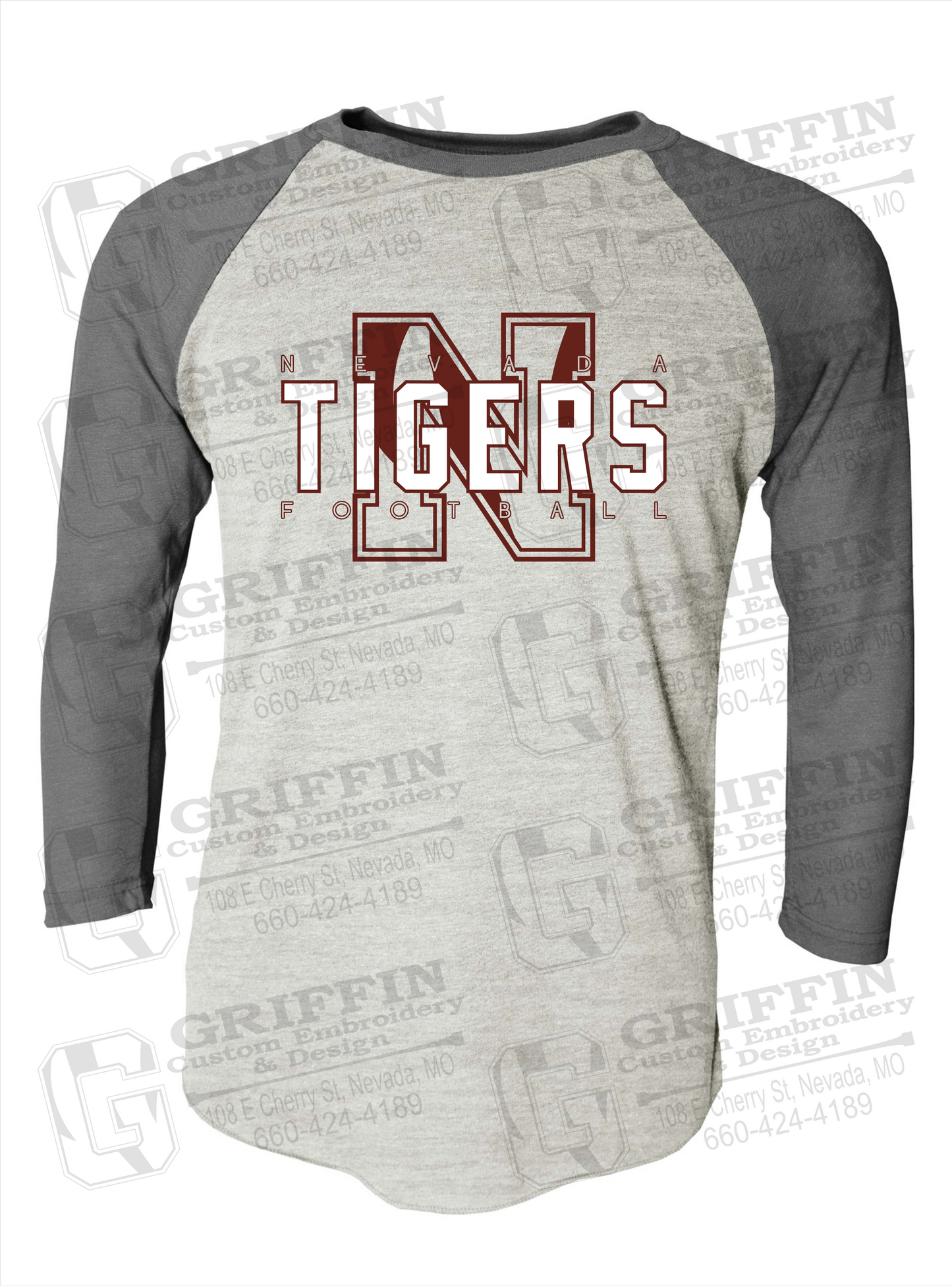 Tri-Blend Raglan Sleeve T-Shirt - Football - Nevada Tigers 25-J