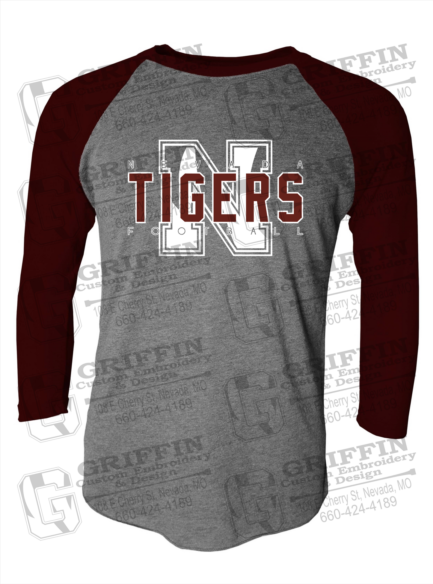 Tri-Blend Raglan Sleeve T-Shirt - Football - Nevada Tigers 25-J