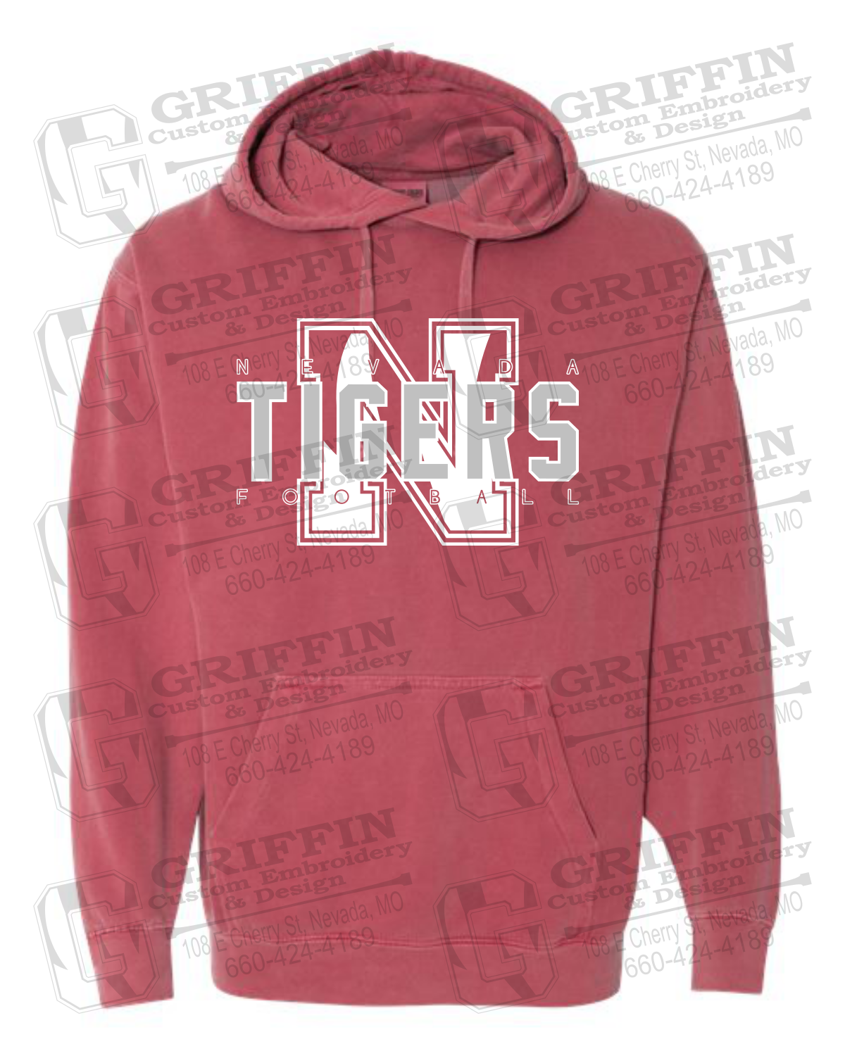 Comfort Colors Hoodie - Football - Nevada Tigers 25-J