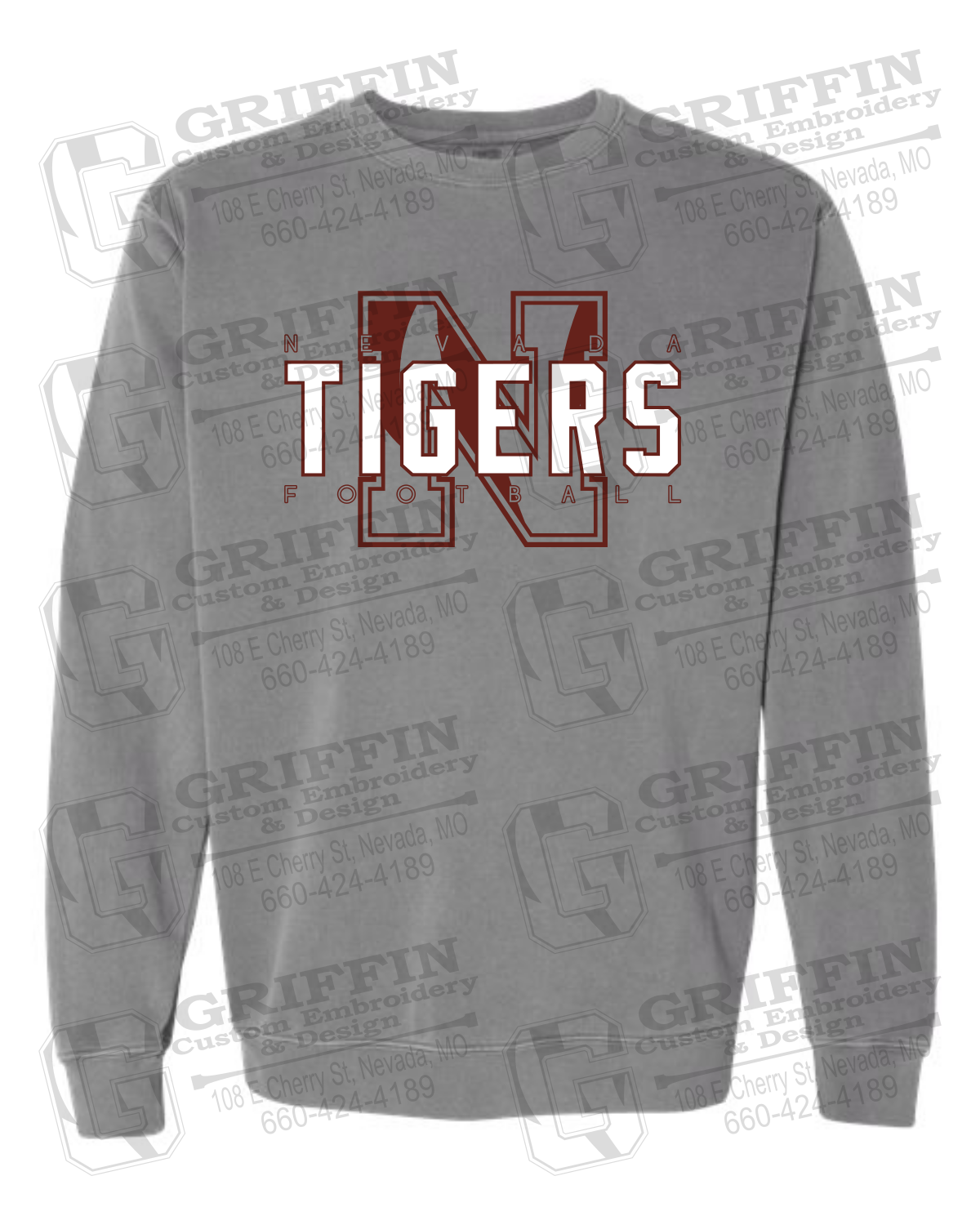 Comfort Colors Crewneck Sweatshirt - Football - Nevada Tigers 25-J