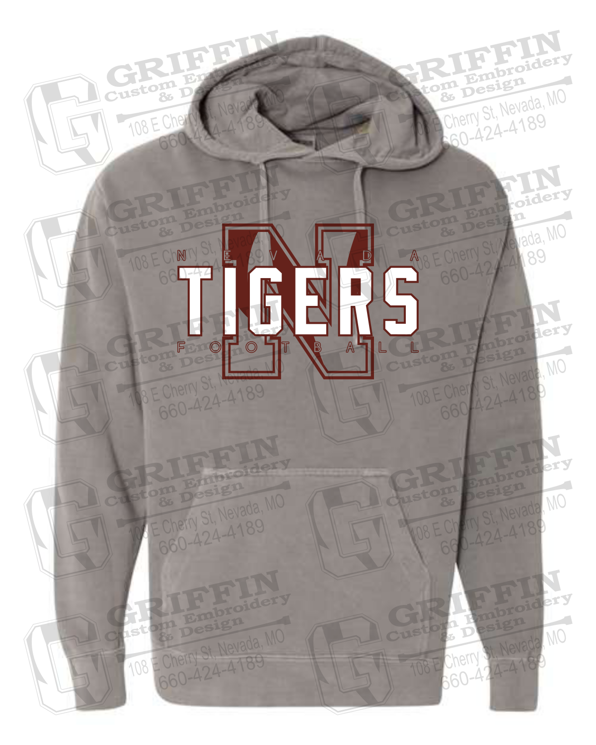 Comfort Colors Hoodie - Football - Nevada Tigers 25-J