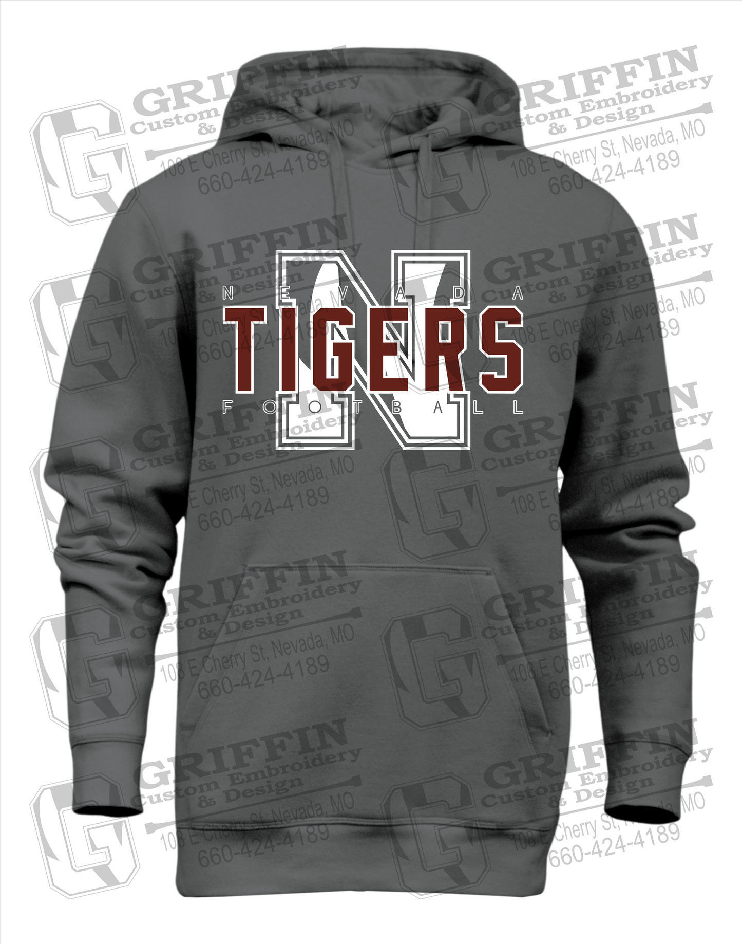 Heavyweight Fleece Hoodie - Football - Nevada Tigers 25-J