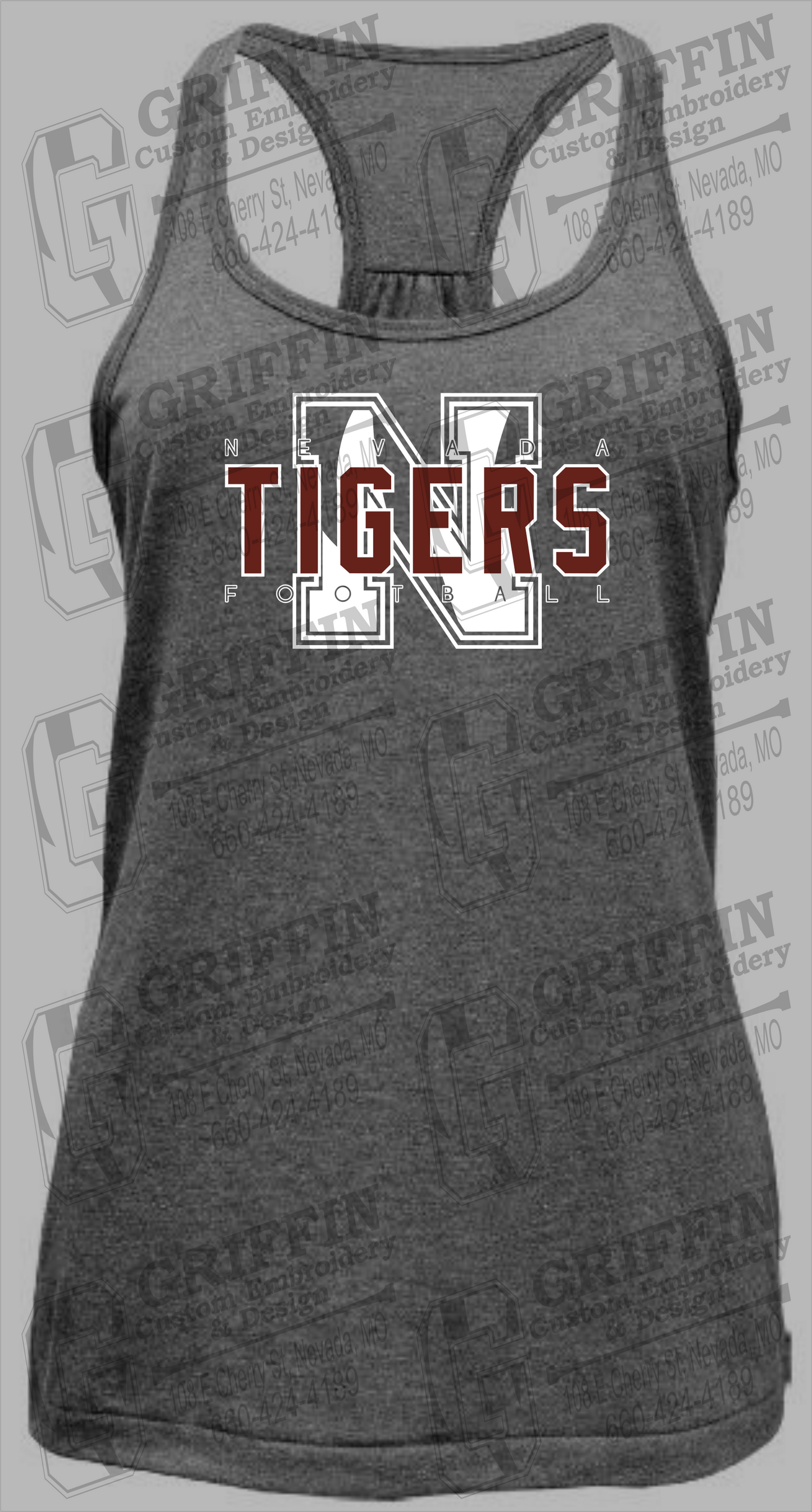 Womens Tri-Blend Tank Top - Football - Nevada Tigers 25-J