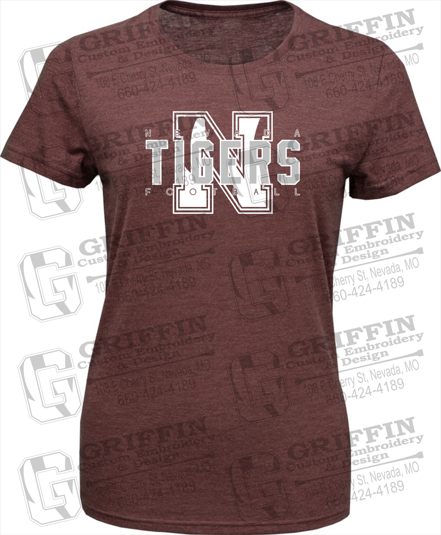 Womens Tri-Blend T-Shirt - Football - Nevada Tigers 25-J