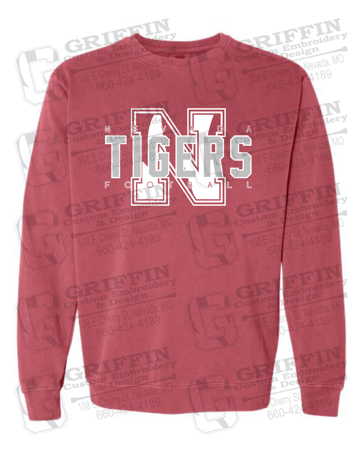 Comfort Colors Crewneck Sweatshirt - Football - Nevada Tigers 25-J