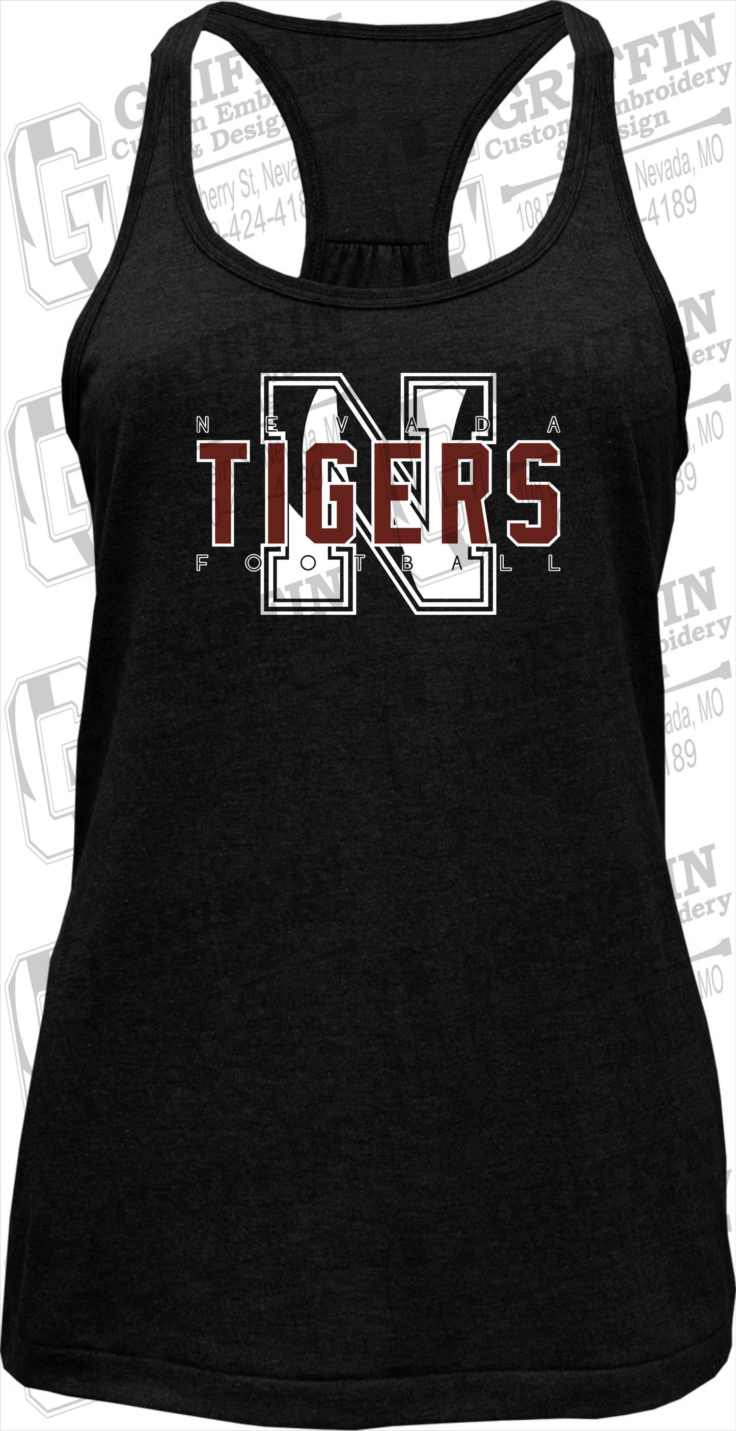 Womens Tri-Blend Tank Top - Football - Nevada Tigers 25-J