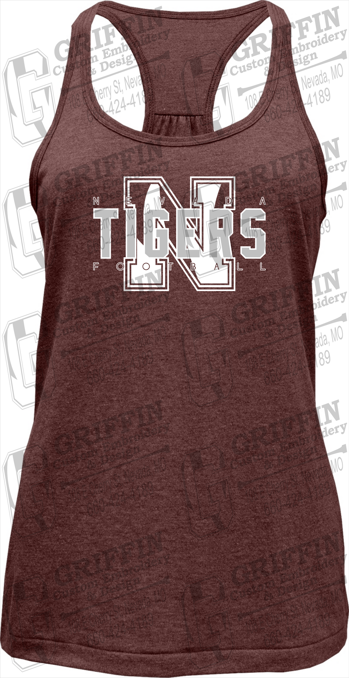 Womens Tri-Blend Tank Top - Football - Nevada Tigers 25-J