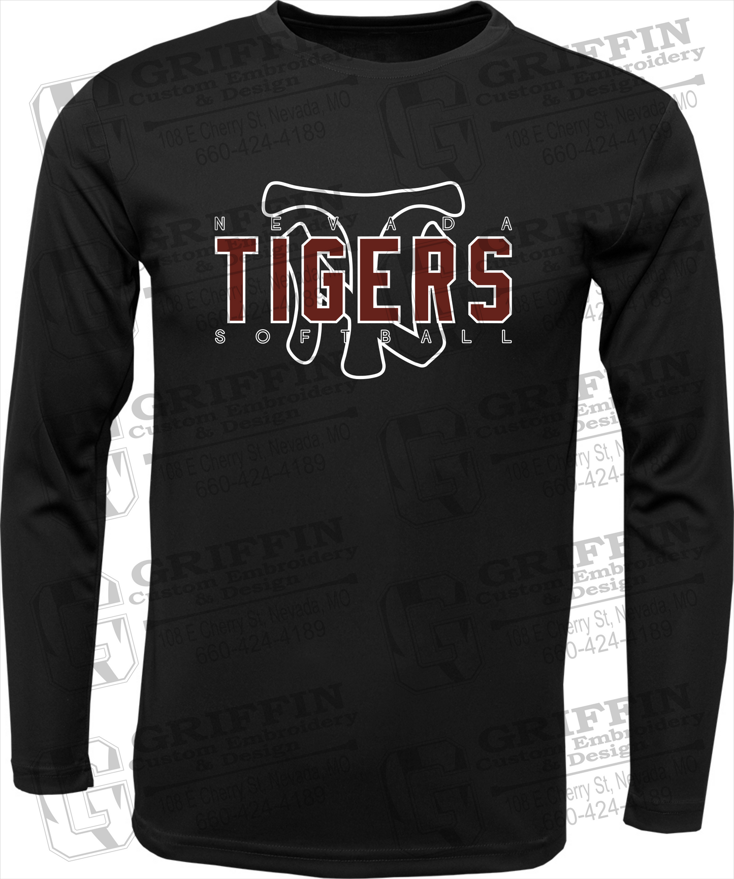 Toddler Dry-Fit Long Sleeve T-Shirt - Softball - Nevada Tigers 25-K