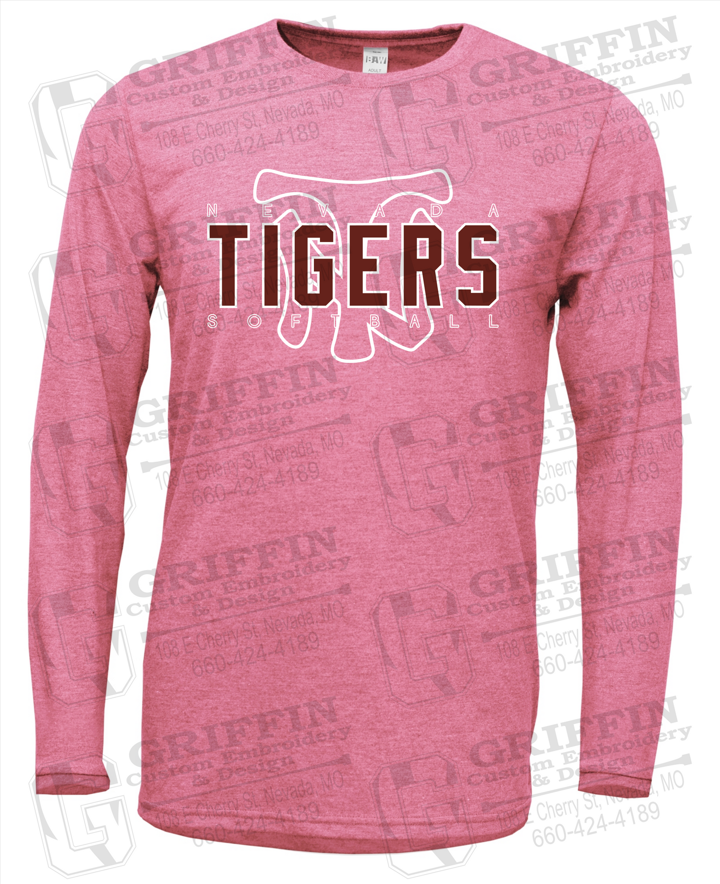 Soft-Tek Long Sleeve T-Shirt - Softball - Nevada Tigers 25-K