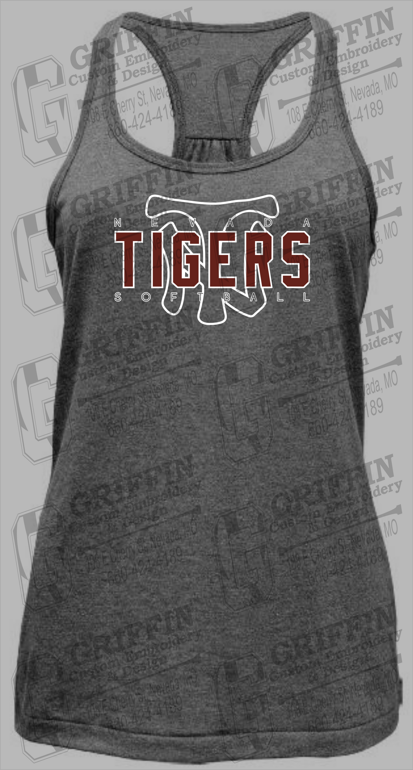 Womens Tri-Blend Tank Top - Softball - Nevada Tigers 25-K