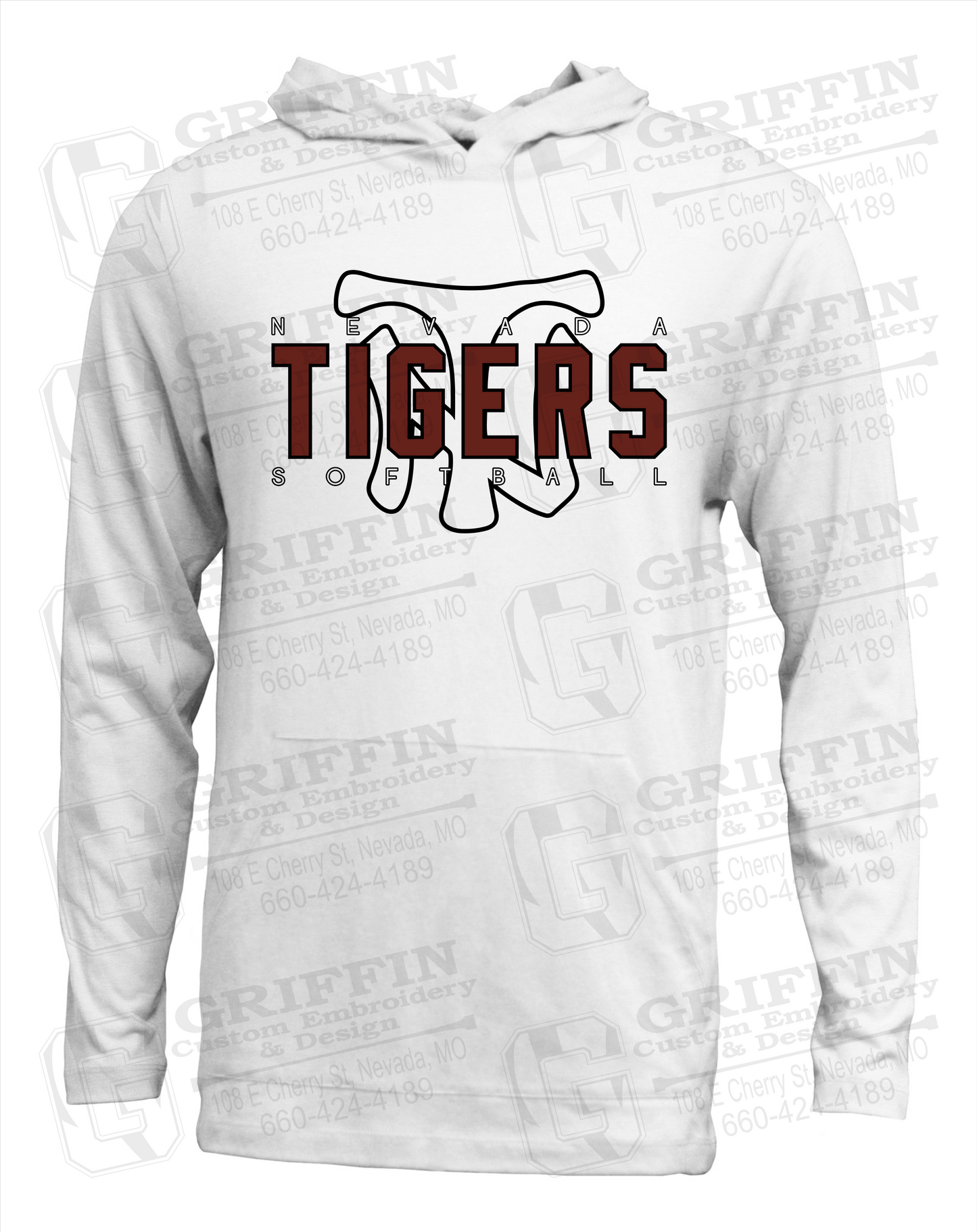 Soft-Tek T-Shirt Hoodie - Softball - Nevada Tigers 25-K