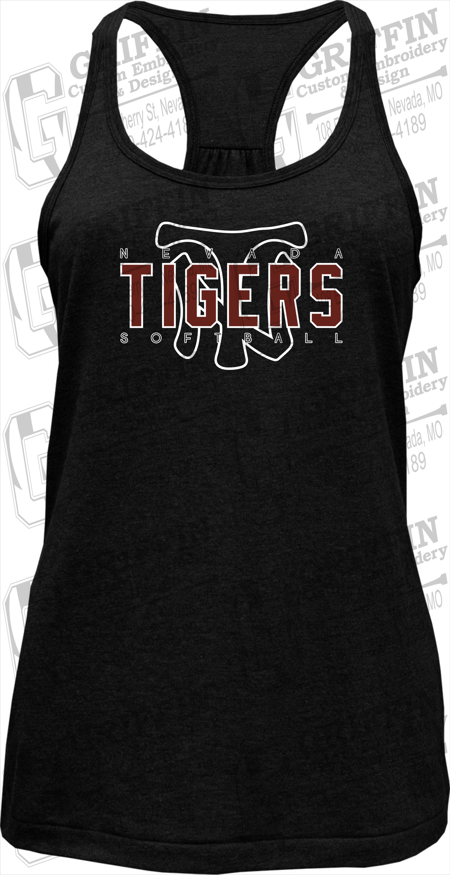 Womens Tri-Blend Tank Top - Softball - Nevada Tigers 25-K