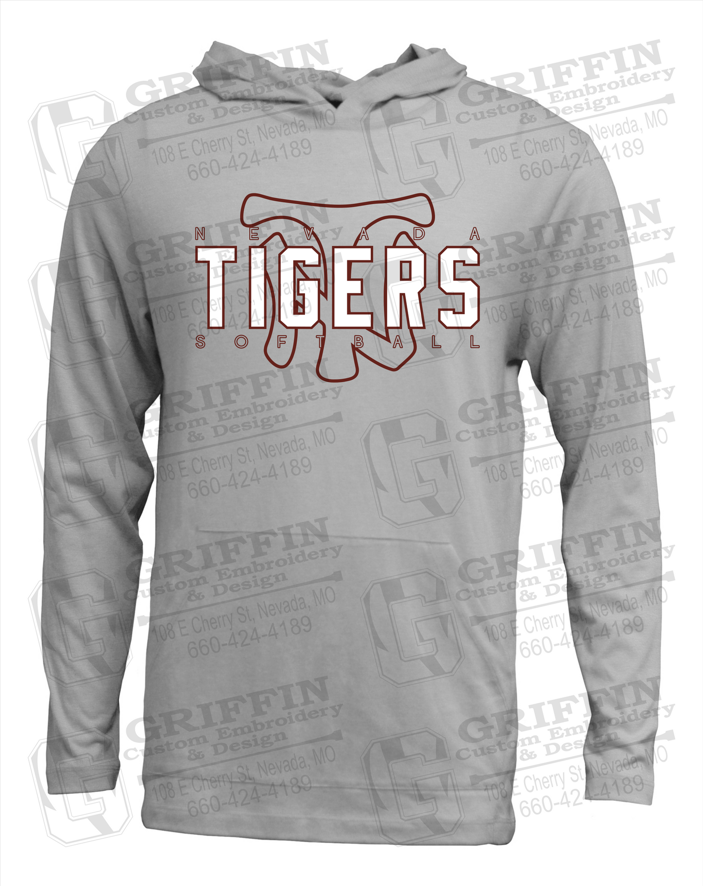 Soft-Tek T-Shirt Hoodie - Softball - Nevada Tigers 25-K