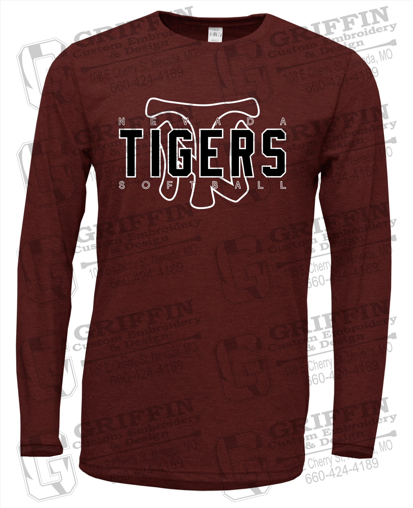 Soft-Tek Long Sleeve T-Shirt - Softball - Nevada Tigers 25-K