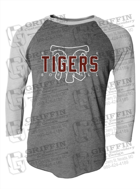 Tri-Blend Raglan Sleeve T-Shirt - Softball - Nevada Tigers 25-K