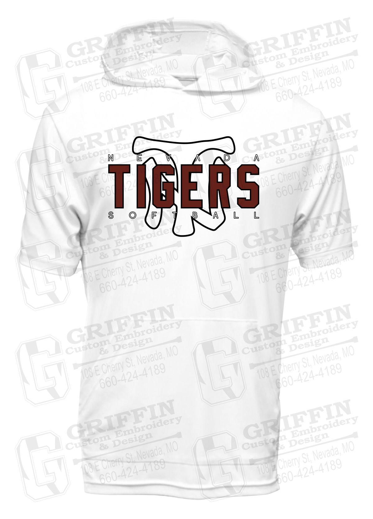 Dry-Fit Short Sleeve T-Shirt Hoodie - Softball - Nevada Tigers 25-K
