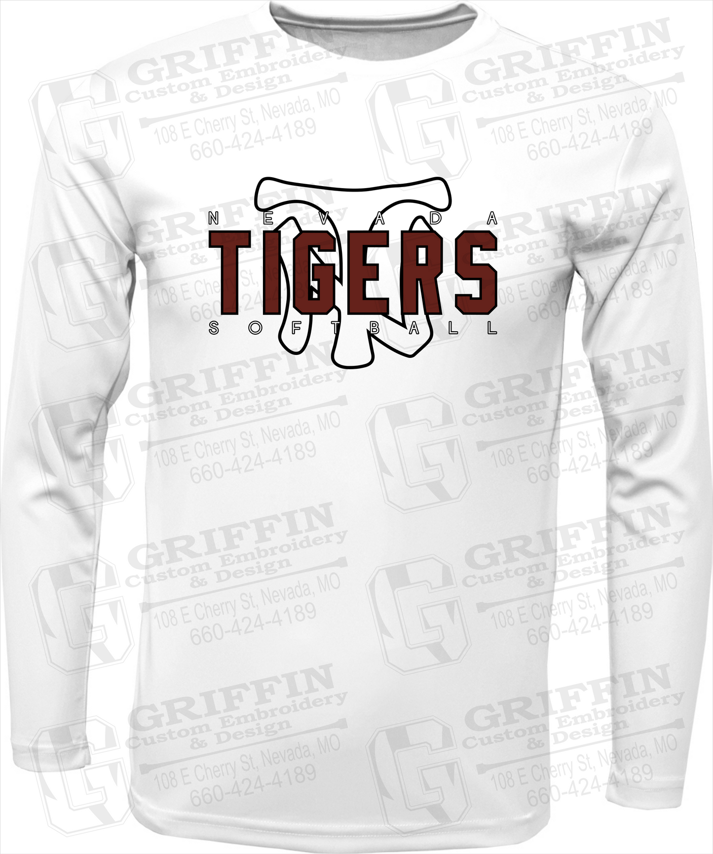 Toddler Dry-Fit Long Sleeve T-Shirt - Softball - Nevada Tigers 25-K