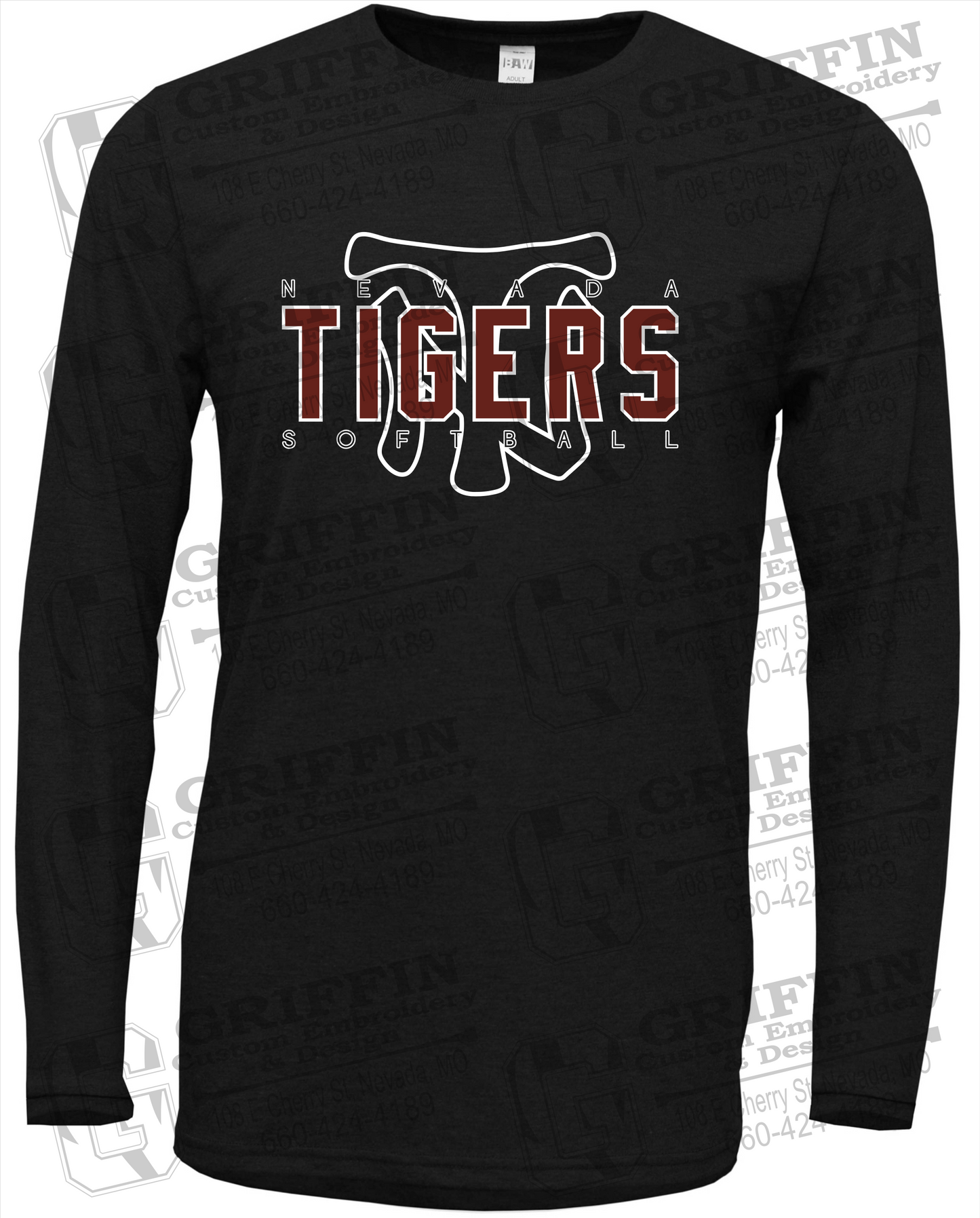 Soft-Tek Long Sleeve T-Shirt - Softball - Nevada Tigers 25-K