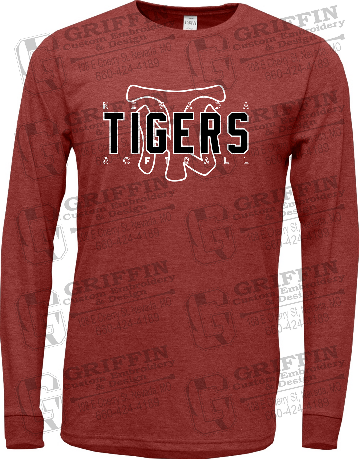 Soft-Tek Long Sleeve T-Shirt - Softball - Nevada Tigers 25-K