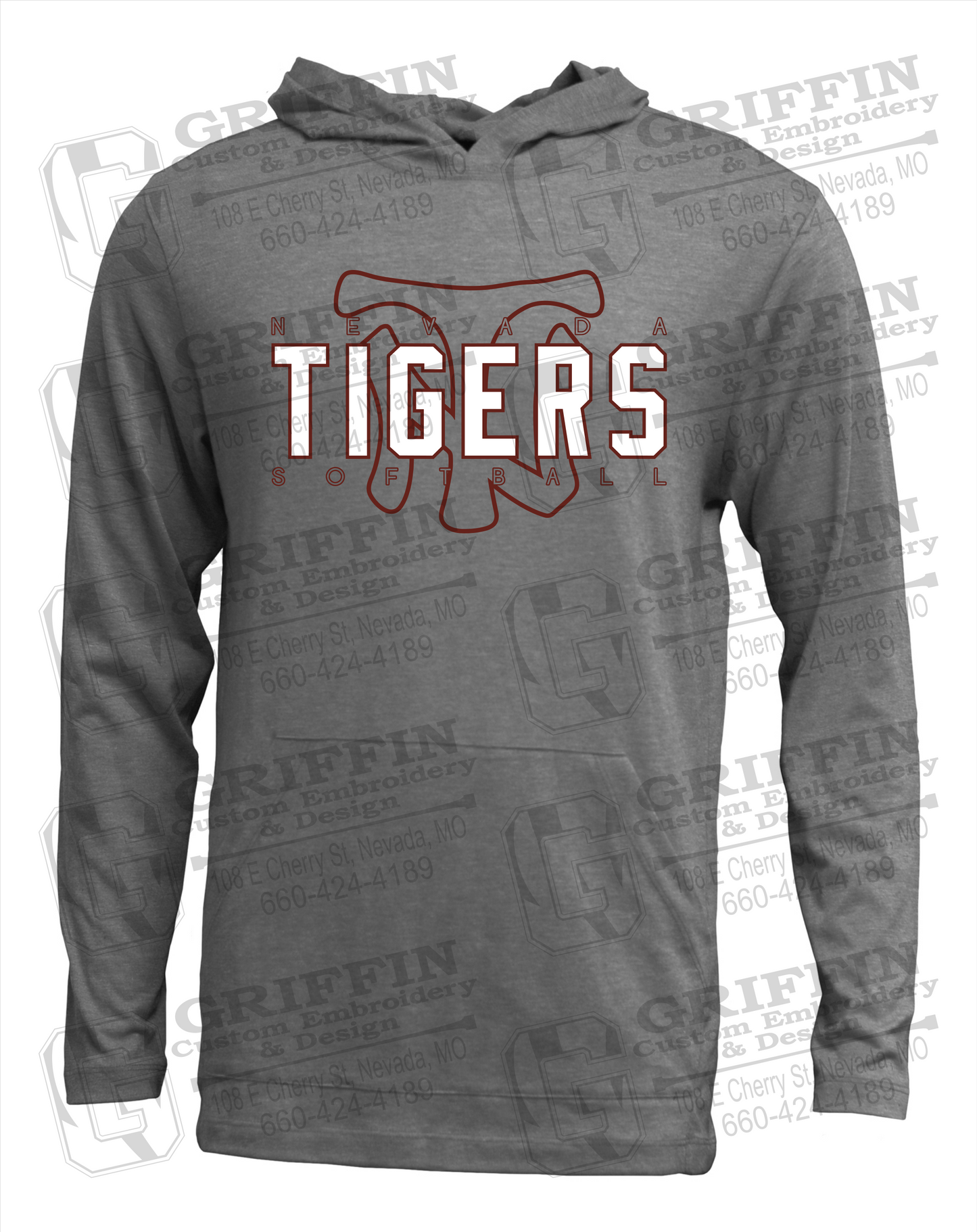 Soft-Tek T-Shirt Hoodie - Softball - Nevada Tigers 25-K