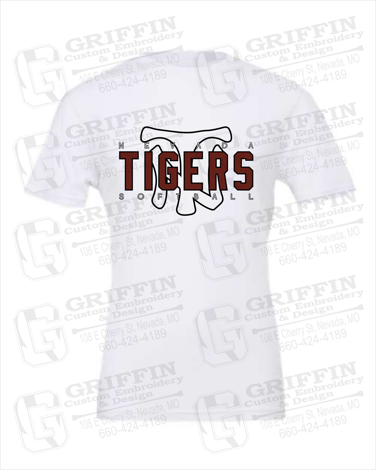 Cotton Short Sleeve T-Shirt - Softball - Nevada Tigers 25-K