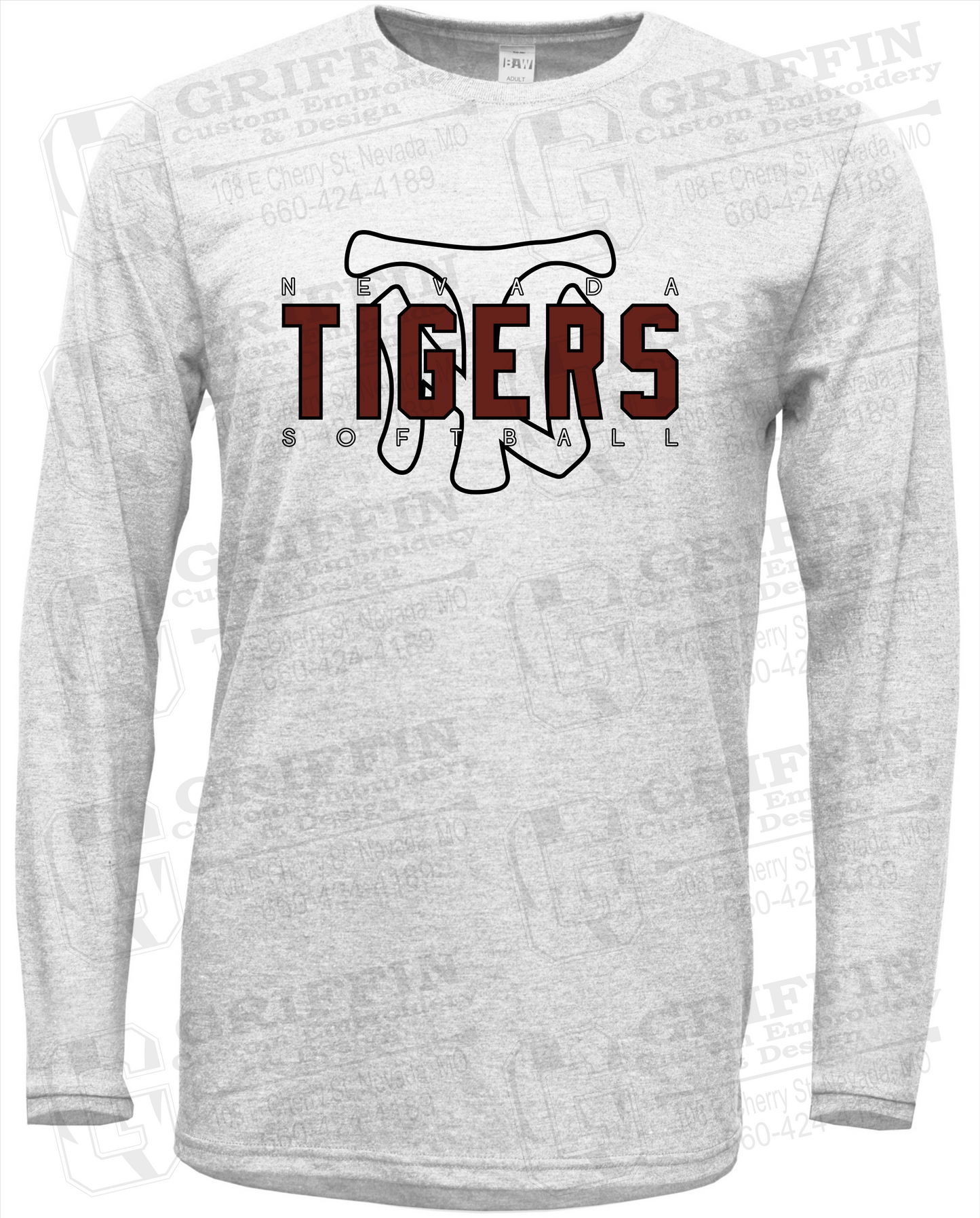 Soft-Tek Long Sleeve T-Shirt - Softball - Nevada Tigers 25-K