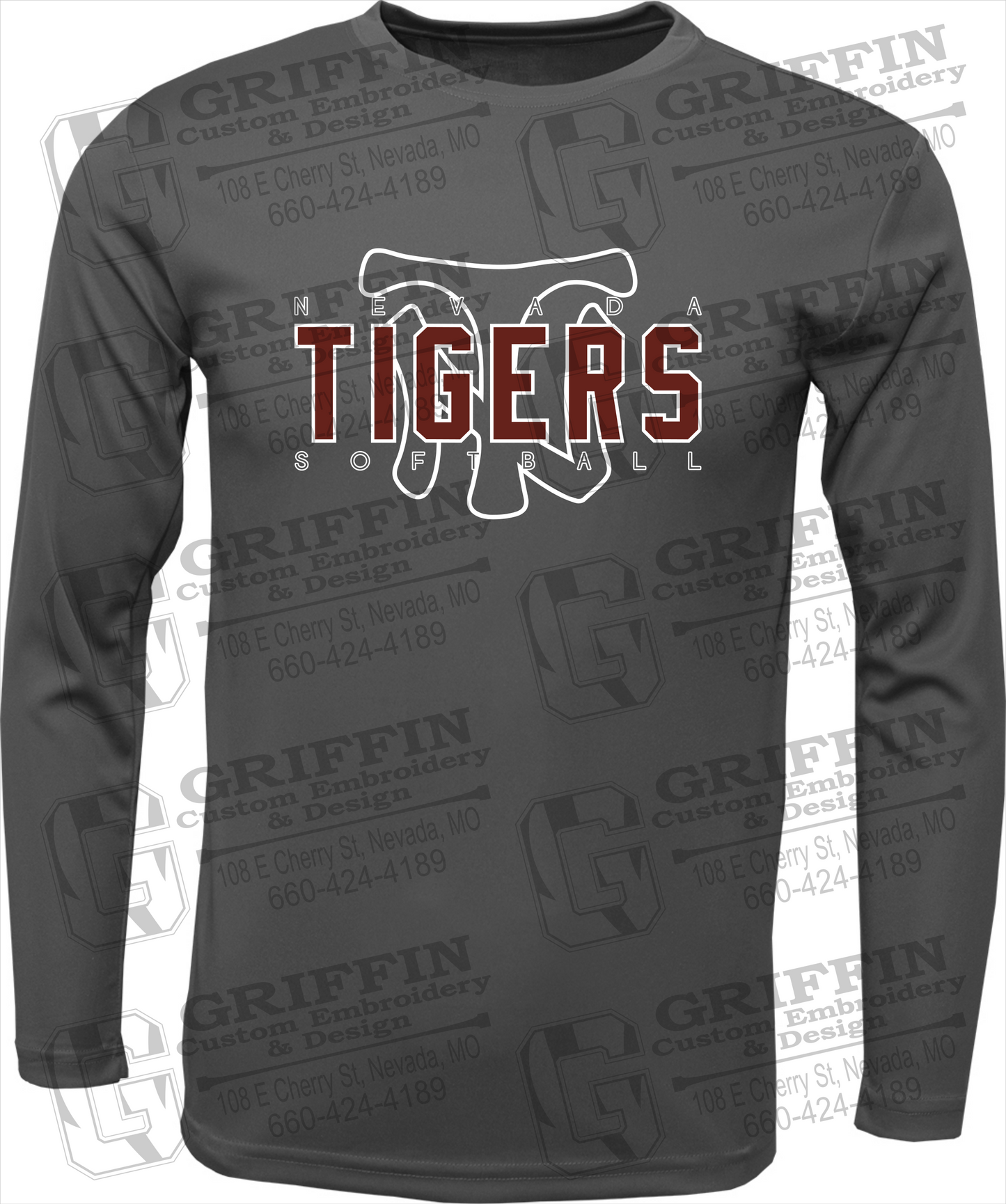 Toddler Dry-Fit Long Sleeve T-Shirt - Softball - Nevada Tigers 25-K