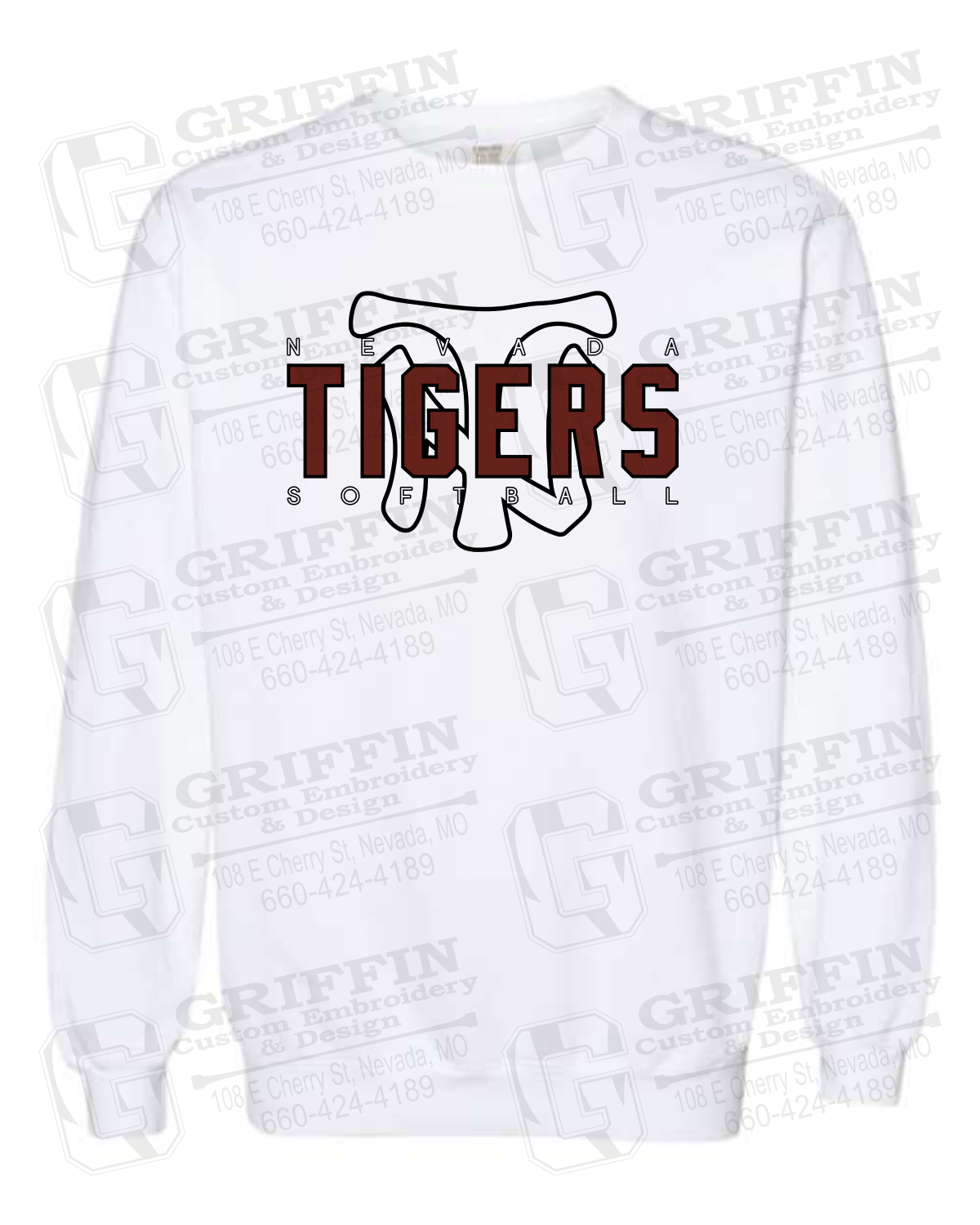 Comfort Colors Crewneck Sweatshirt - Softball - Nevada Tigers 25-K