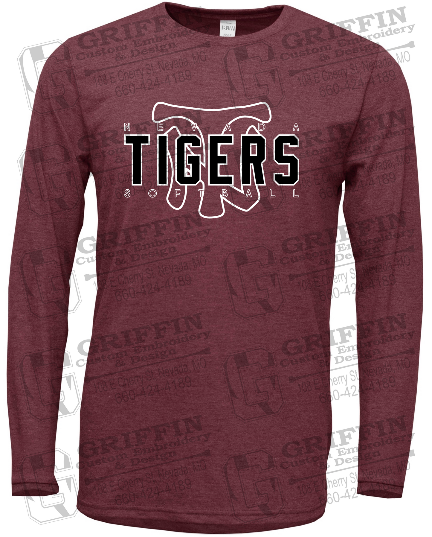 Soft-Tek Long Sleeve T-Shirt - Softball - Nevada Tigers 25-K