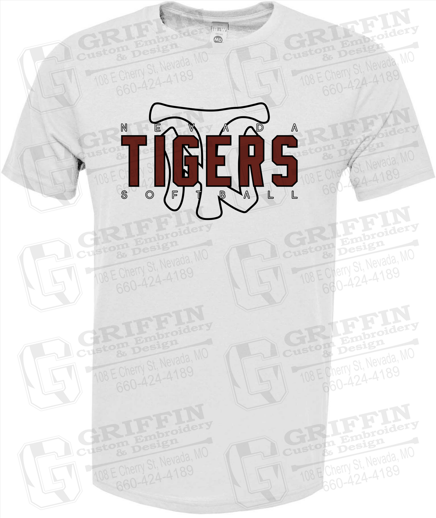 Soft-Tek Short Sleeve T-Shirt - Softball - Nevada Tigers 25-K