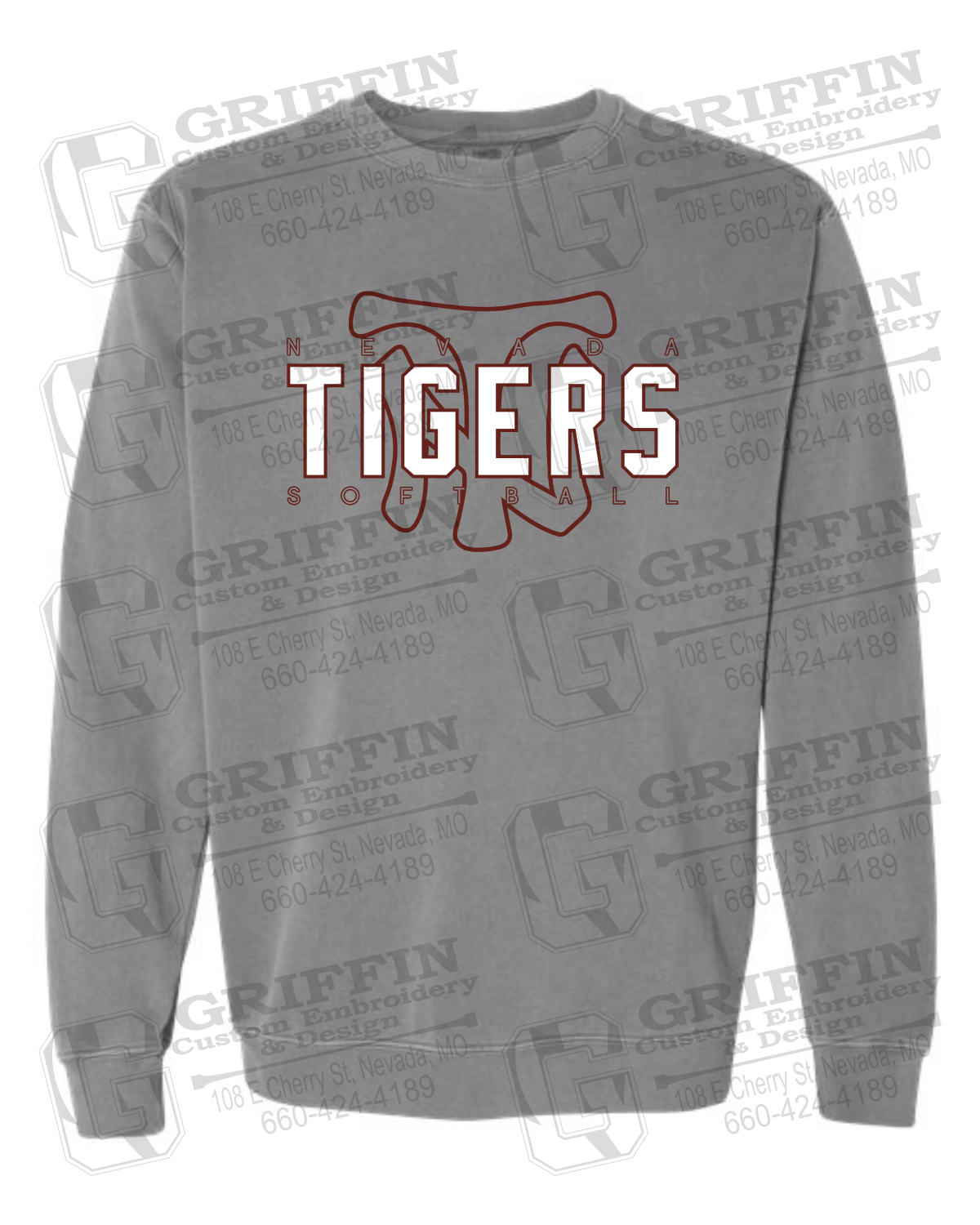 Comfort Colors Crewneck Sweatshirt - Softball - Nevada Tigers 25-K