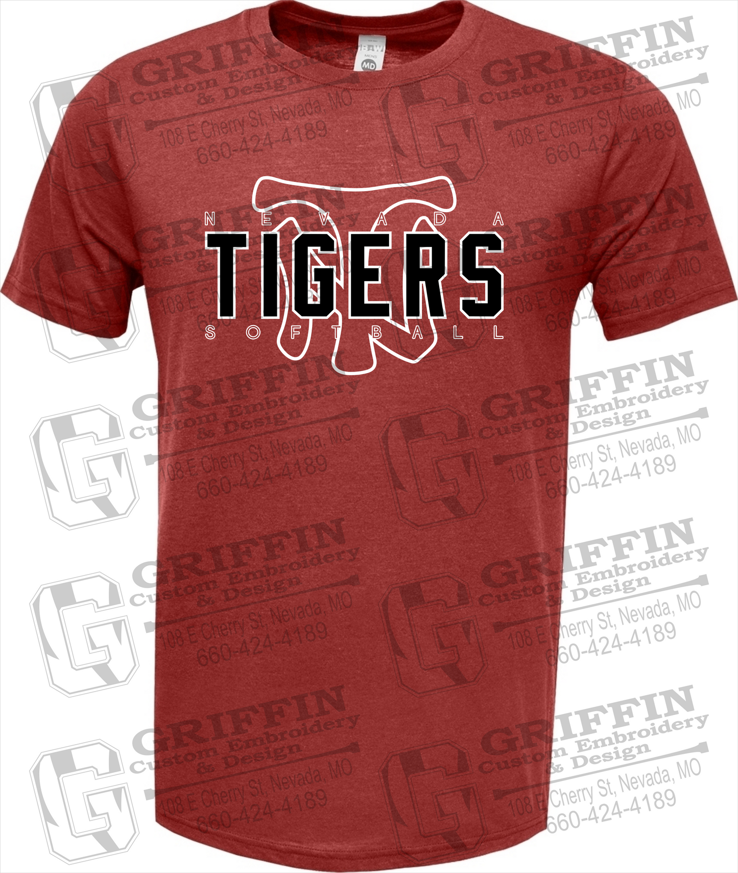 Soft-Tek Short Sleeve T-Shirt - Softball - Nevada Tigers 25-K