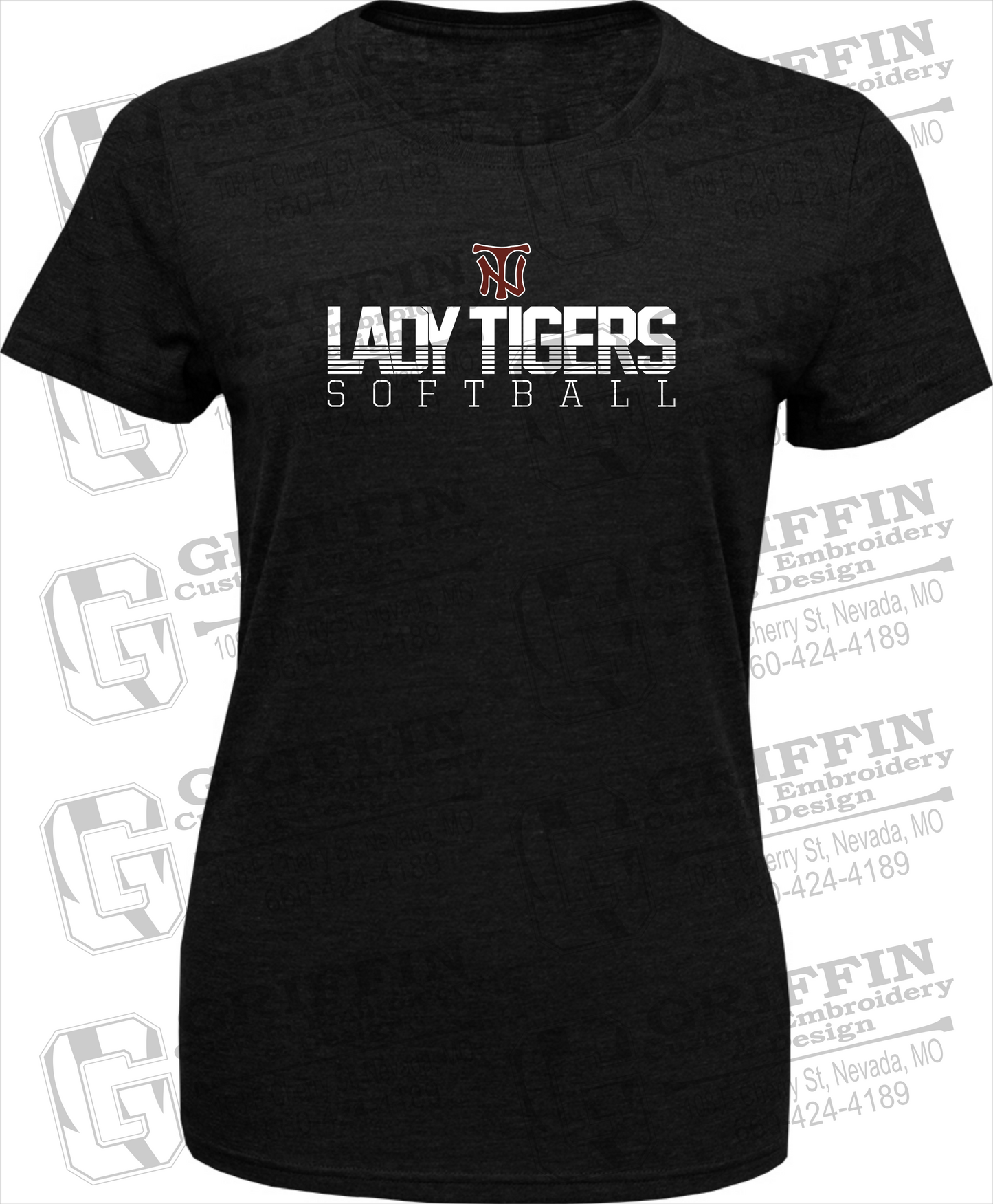 Womens Tri-Blend T-Shirt - Softball - Nevada Tigers 25-L