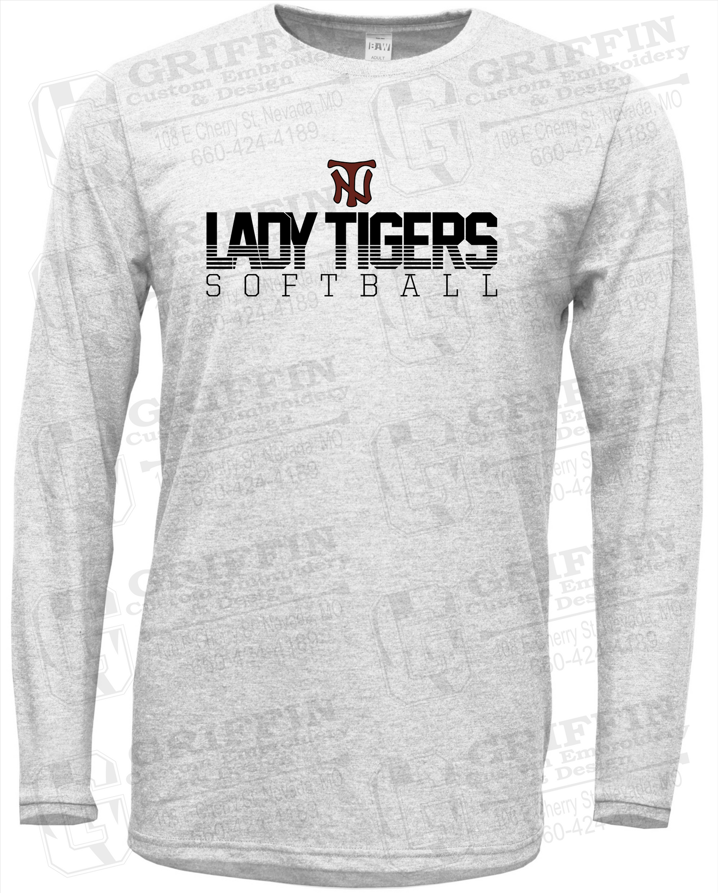 Soft-Tek Long Sleeve T-Shirt - Softball - Nevada Tigers 25-L