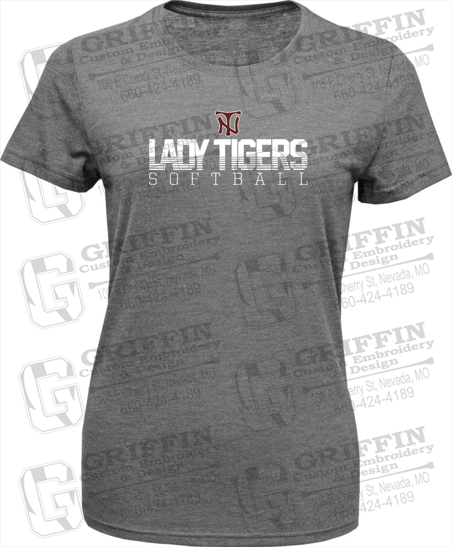 Womens Tri-Blend T-Shirt - Softball - Nevada Tigers 25-L