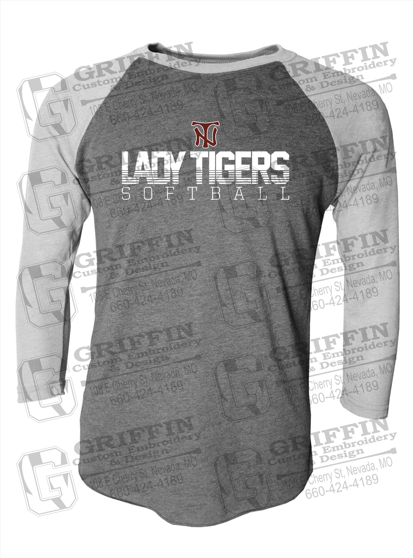 Tri-Blend Raglan Sleeve T-Shirt - Softball - Nevada Tigers 25-L