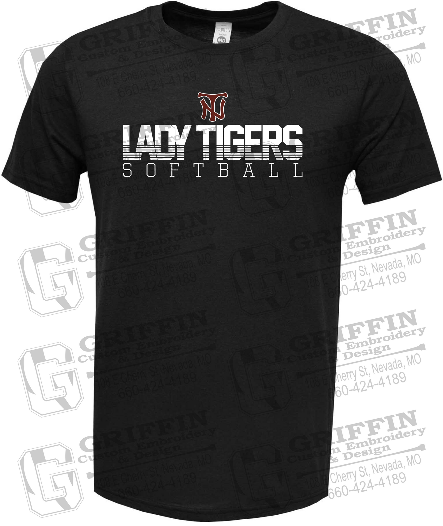 Soft-Tek Short Sleeve T-Shirt - Softball - Nevada Tigers 25-L