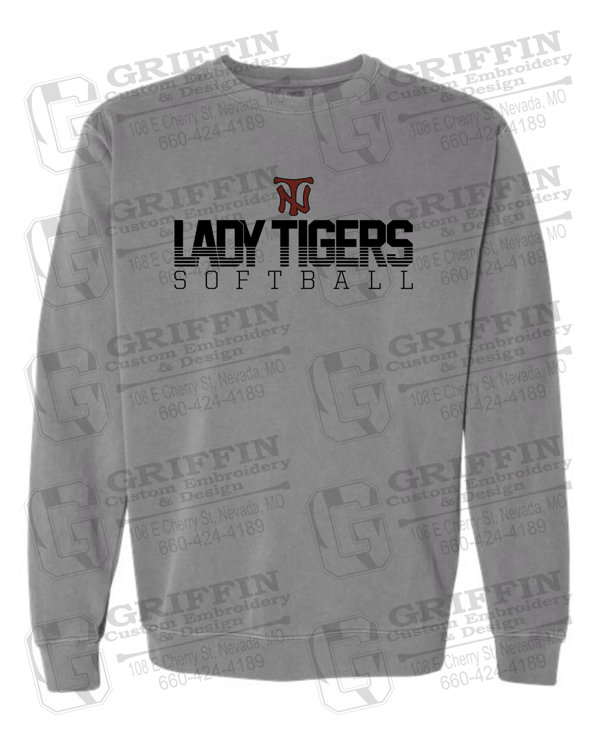 Comfort Colors Crewneck Sweatshirt - Softball - Nevada Tigers 25-L