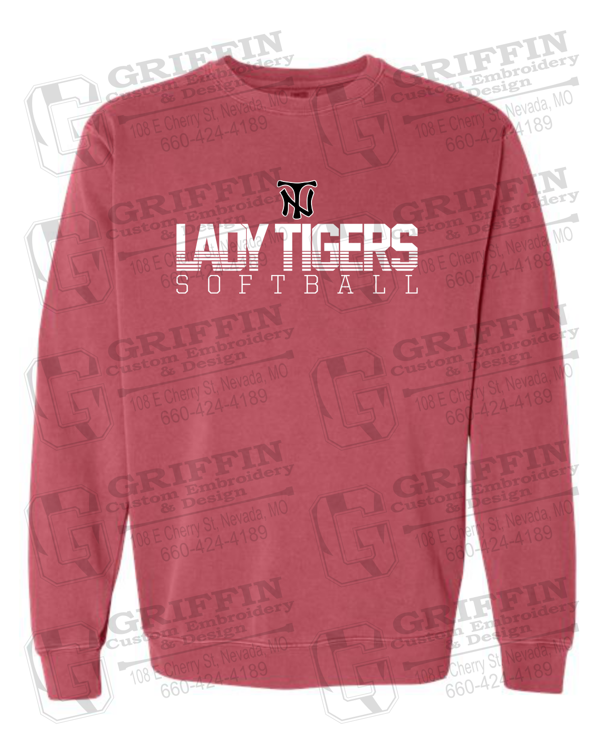 Comfort Colors Crewneck Sweatshirt - Softball - Nevada Tigers 25-L