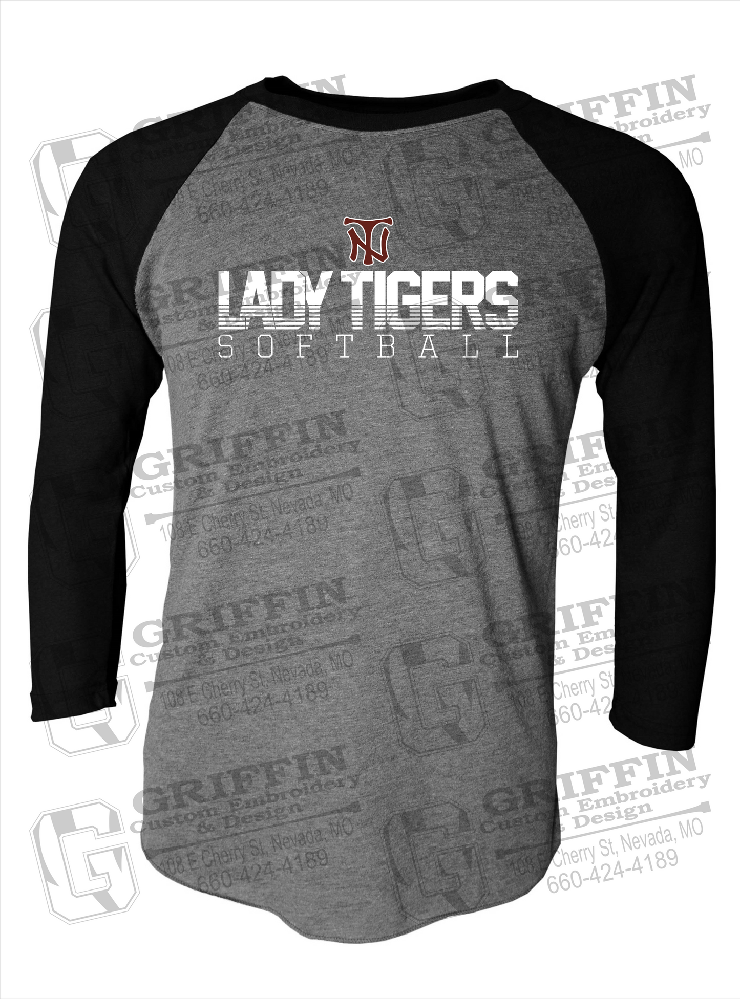 Tri-Blend Raglan Sleeve T-Shirt - Softball - Nevada Tigers 25-L