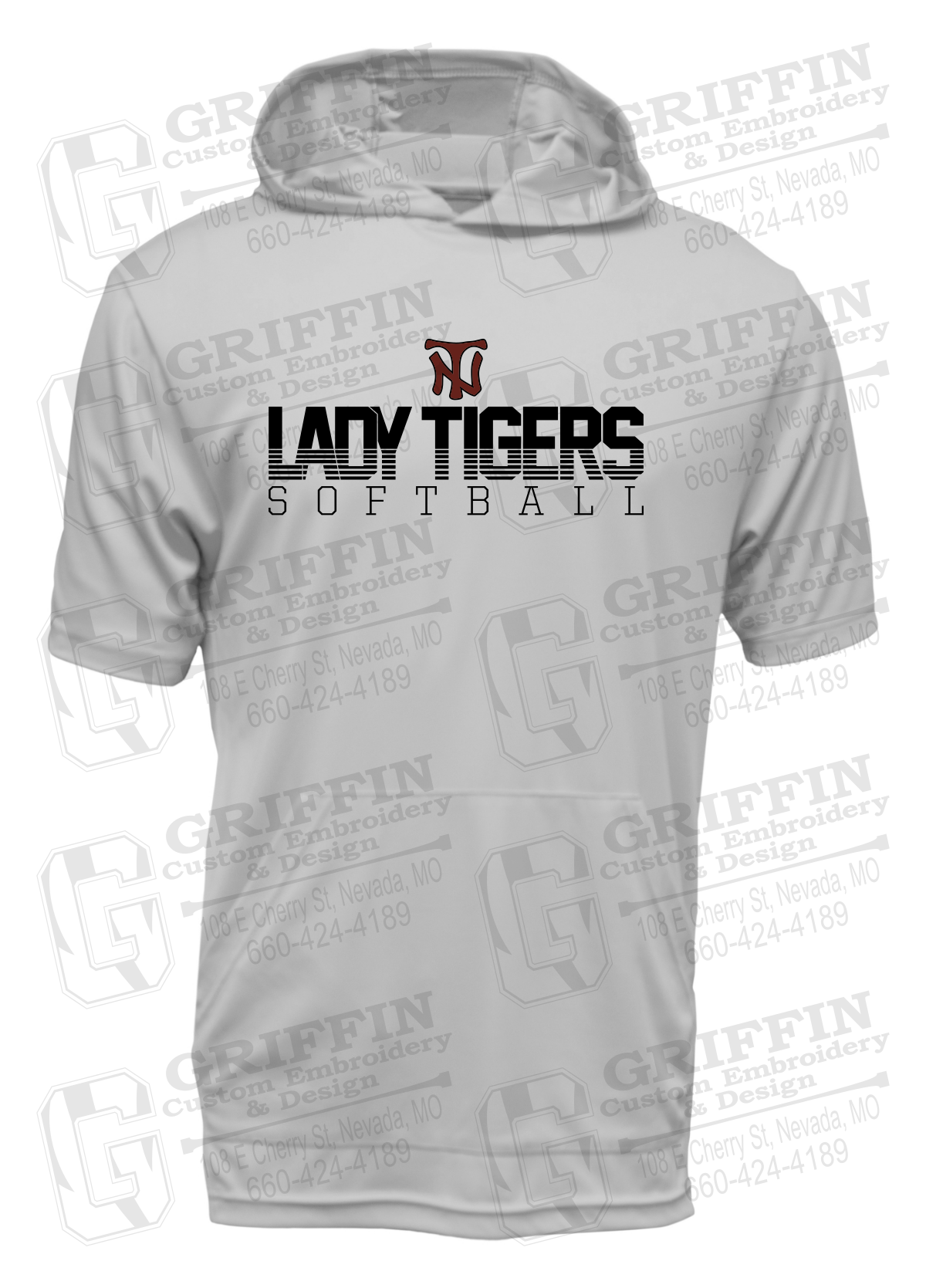 Dry-Fit Short Sleeve T-Shirt Hoodie - Softball - Nevada Tigers 25-L
