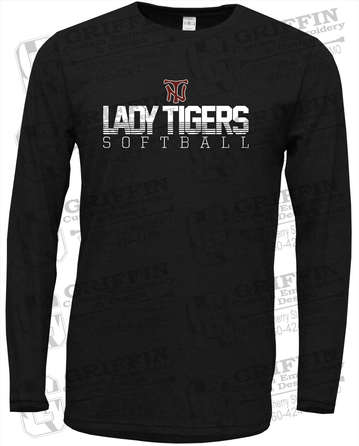 Soft-Tek Long Sleeve T-Shirt - Softball - Nevada Tigers 25-L