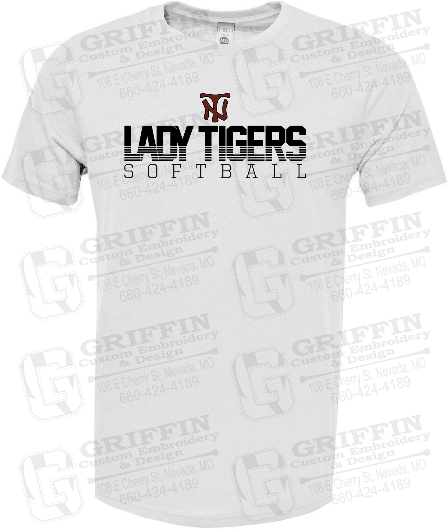 Soft-Tek Short Sleeve T-Shirt - Softball - Nevada Tigers 25-L