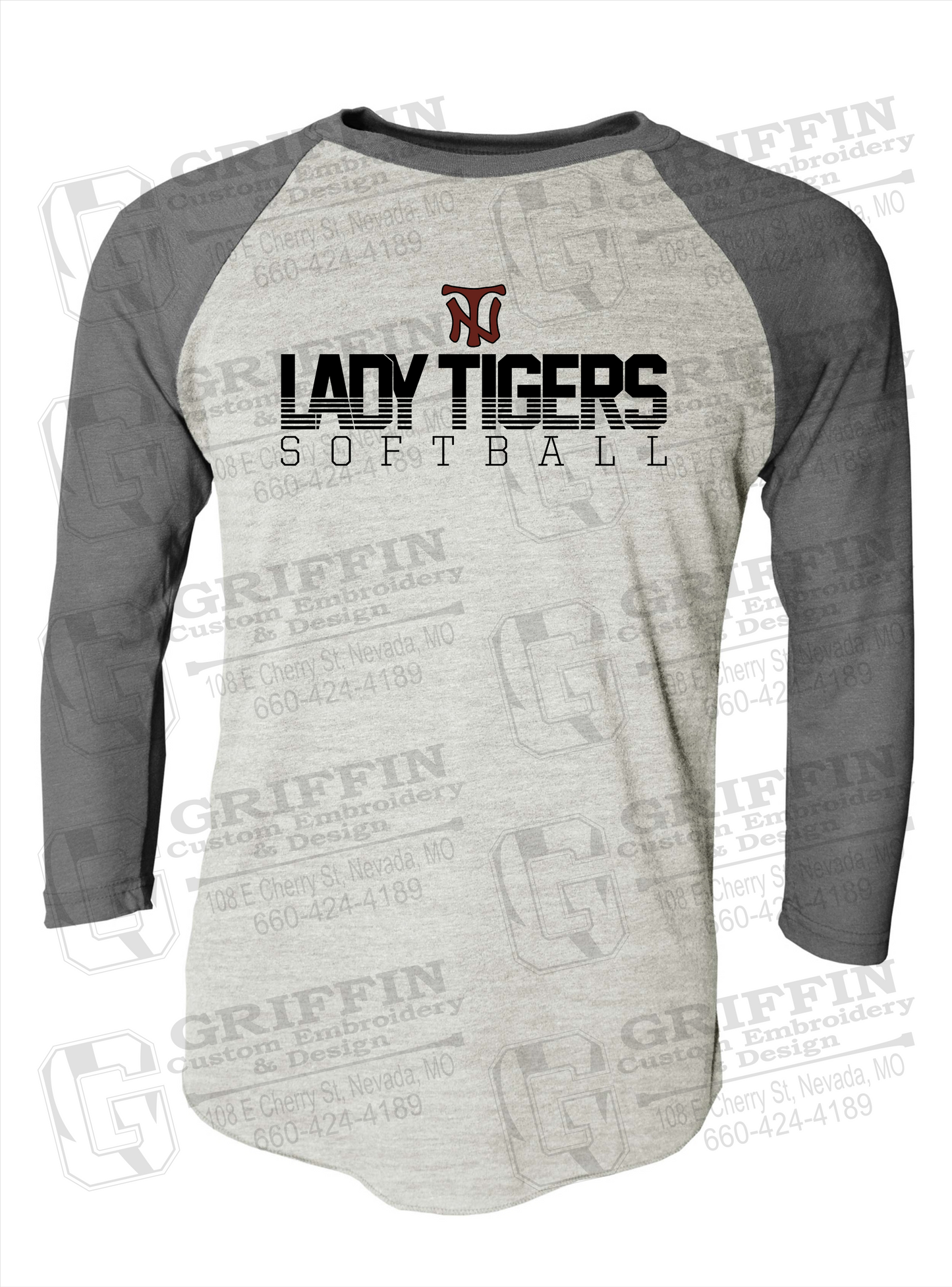 Tri-Blend Raglan Sleeve T-Shirt - Softball - Nevada Tigers 25-L