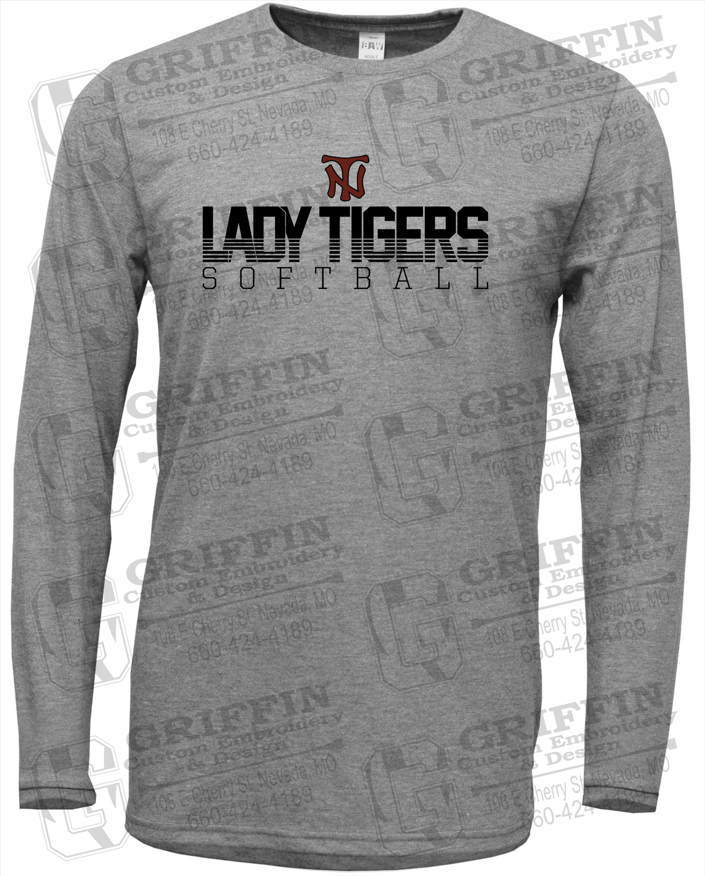 Soft-Tek Long Sleeve T-Shirt - Softball - Nevada Tigers 25-L