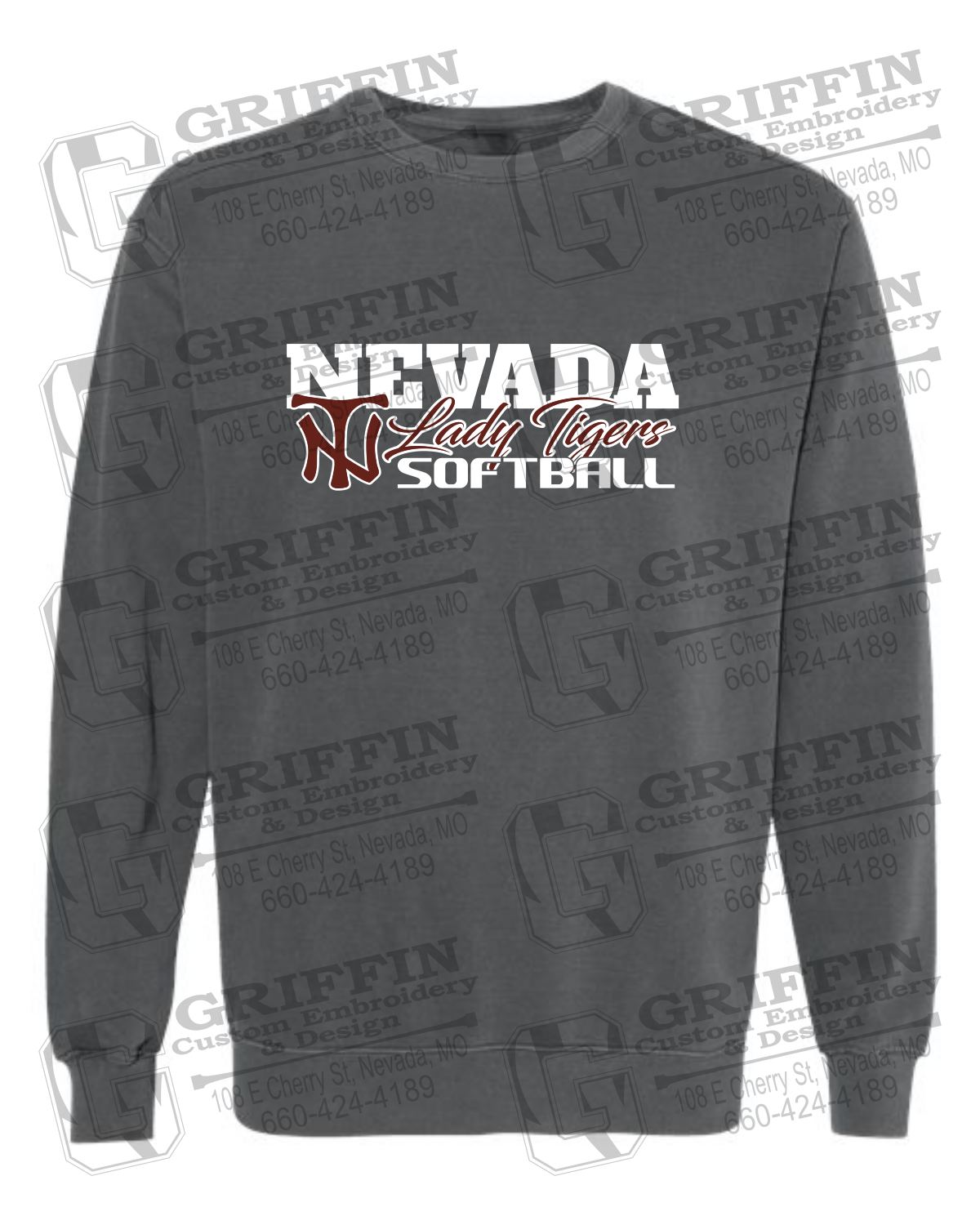 Comfort Colors Crewneck Sweatshirt - Softball - Nevada Tigers 25-M