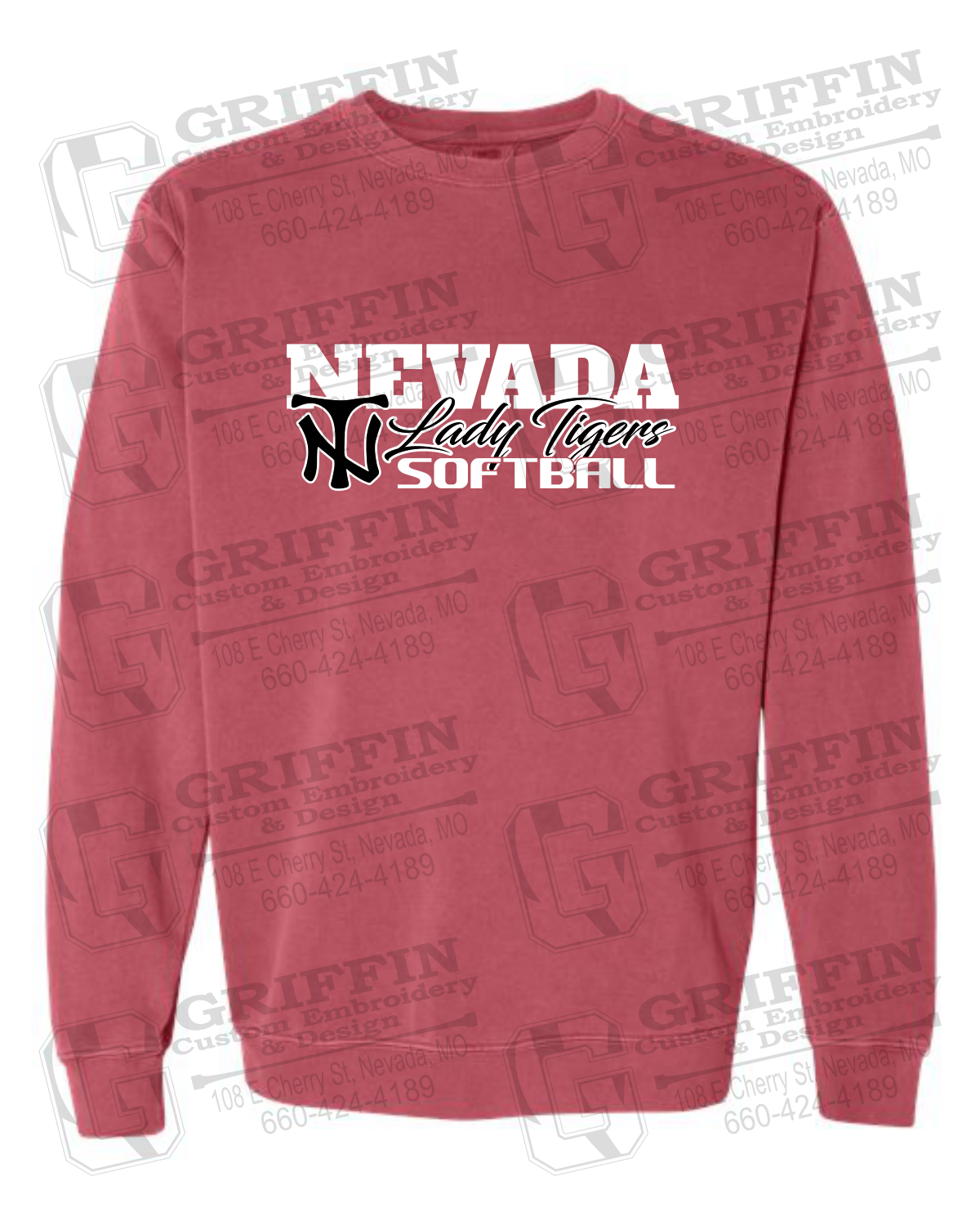 Comfort Colors Crewneck Sweatshirt - Softball - Nevada Tigers 25-M