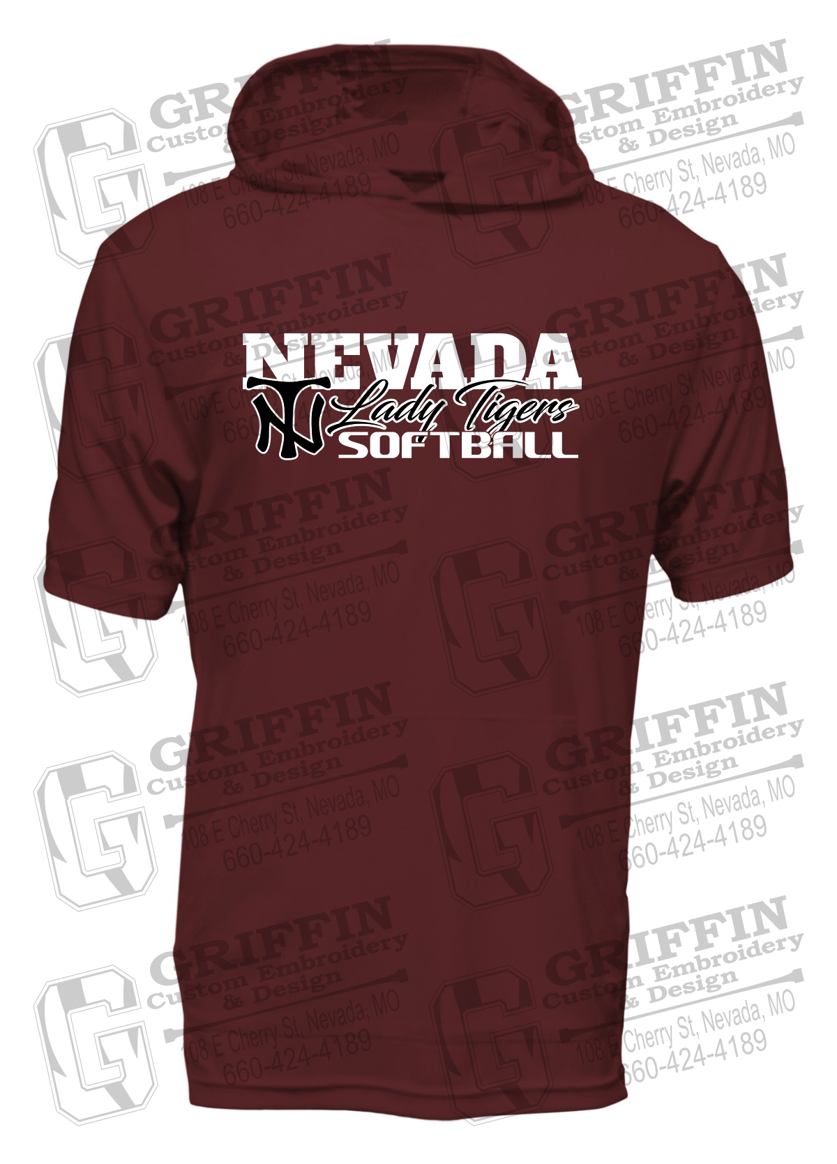 Dry-Fit Short Sleeve T-Shirt Hoodie - Softball - Nevada Tigers 25-M
