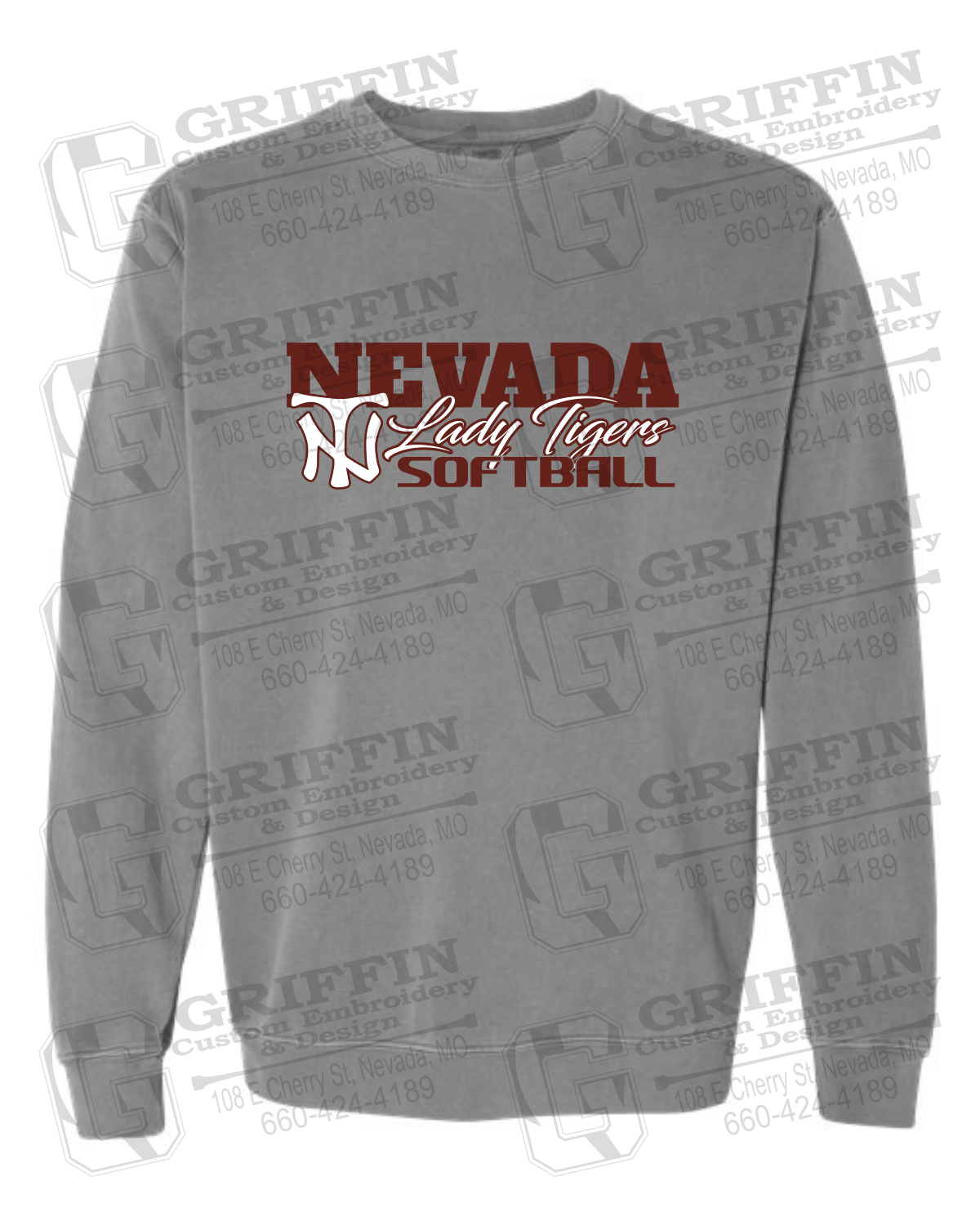 Comfort Colors Crewneck Sweatshirt - Softball - Nevada Tigers 25-M